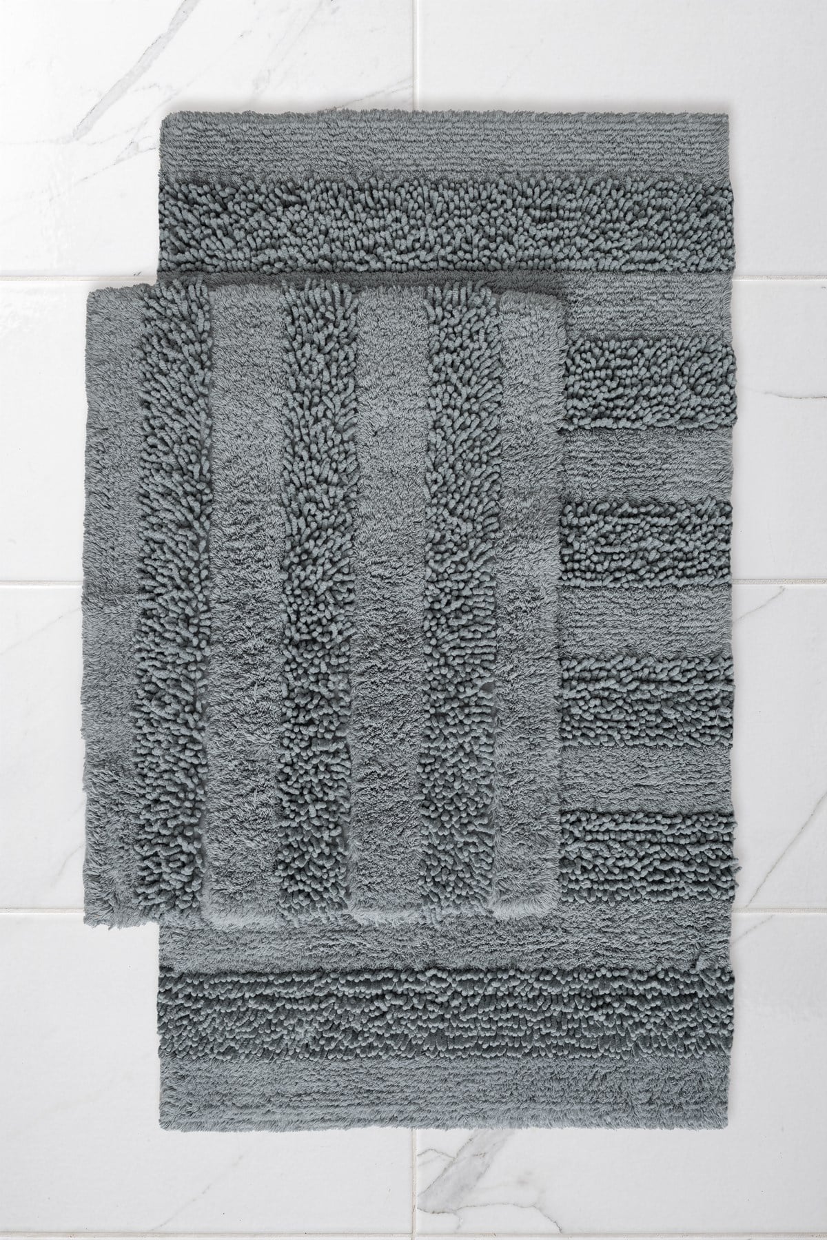 Macaroni 2'li Pamuk Banyo Paspas Seti Yumuşak Dokulu Gri Yıkanabilir 60x100 + 60x50cm, MX001G