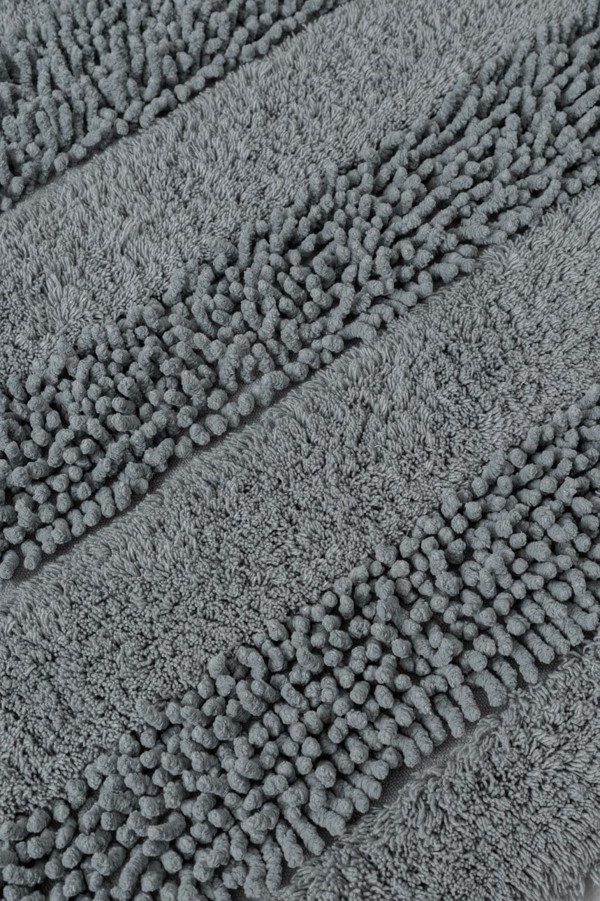 Macaroni 2'li Pamuk Banyo Paspas Seti Yumuşak Dokulu Gri Yıkanabilir 60x100 + 60x50cm, MX001G