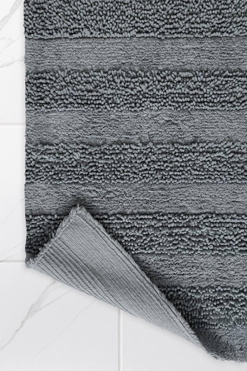 Macaroni 2'li Pamuk Banyo Paspas Seti Yumuşak Dokulu Gri Yıkanabilir 60x100 + 60x50cm, MX001G