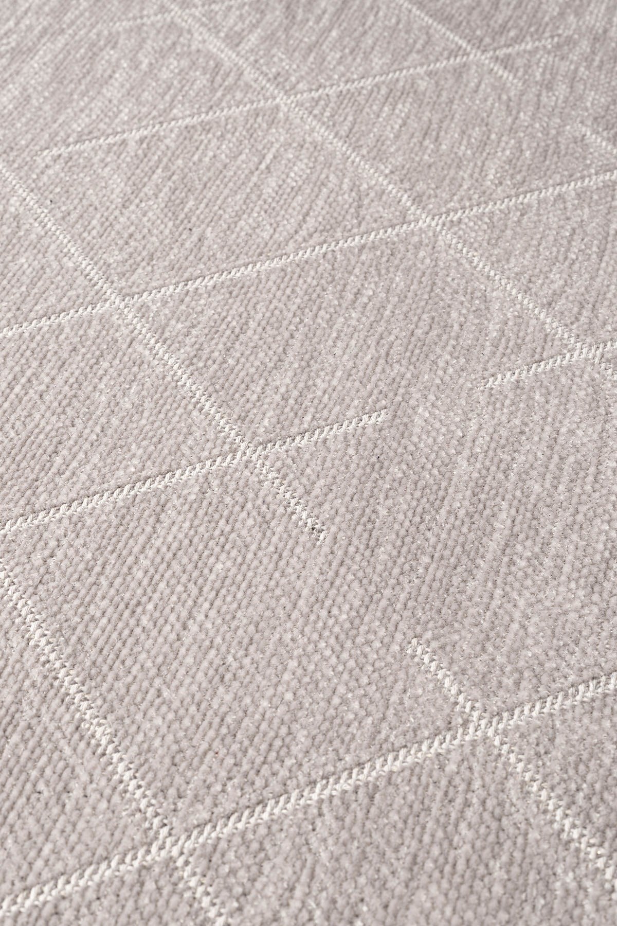 Malta MLT01G Gri Dekoratif Şönil Kilim Geometrik Desen Yıkanabilir Yumuşak Kaymaz Taban Halı Yolluk