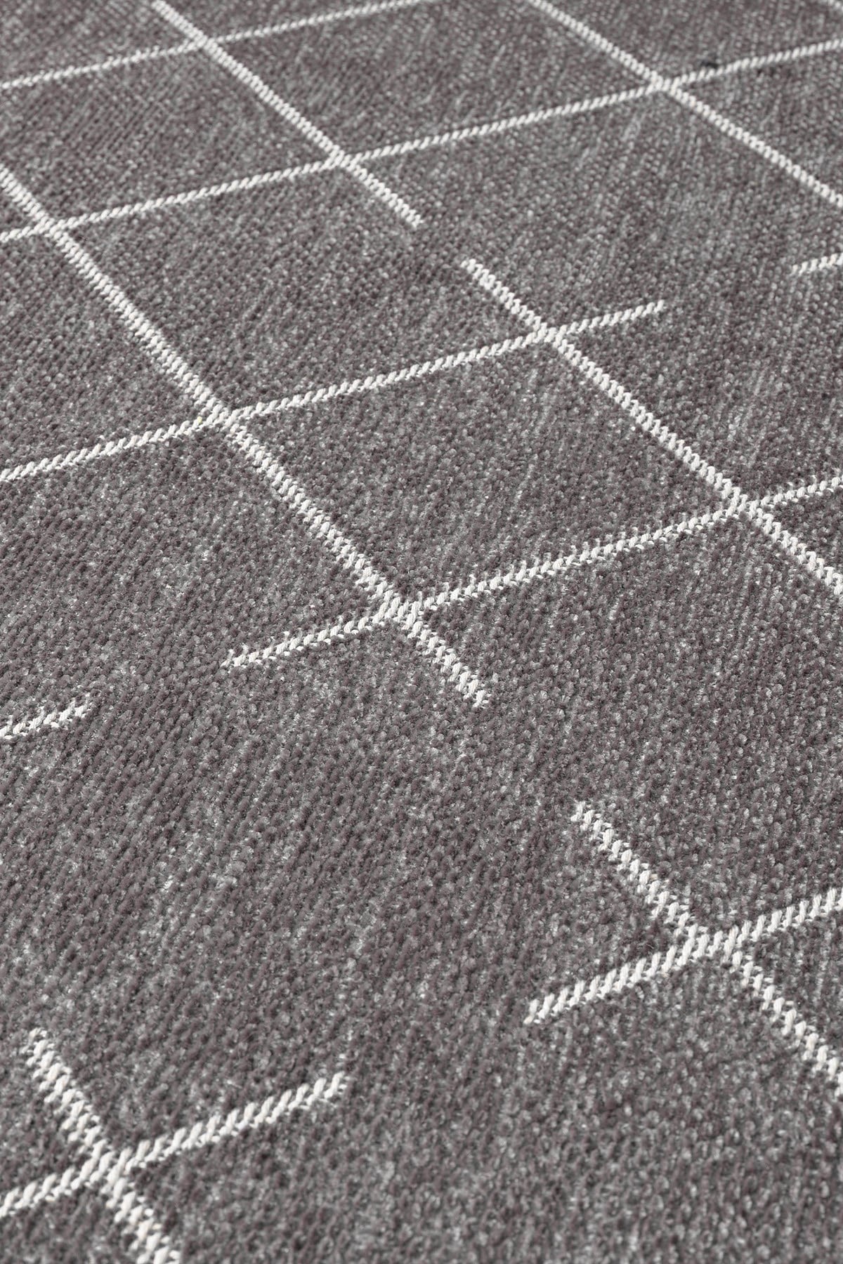 Malta MLT01Z Antrasit Dekoratif Şönil Kilim Geometrik Desen Yıkanabilir Yumuşak Kaymaz Taban Halı