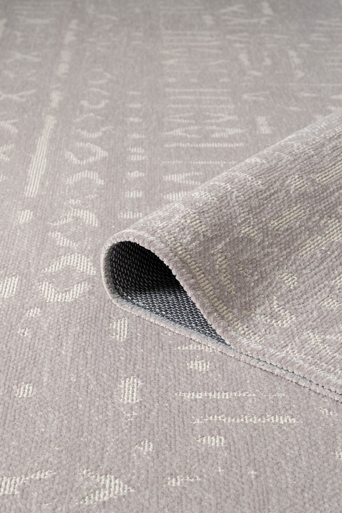 Mikasa MKS01G Gri Dekoratif Şönil Kilim İskandinav Desen Yıkanabilir Yumuşak Kaymaz Taban Halı