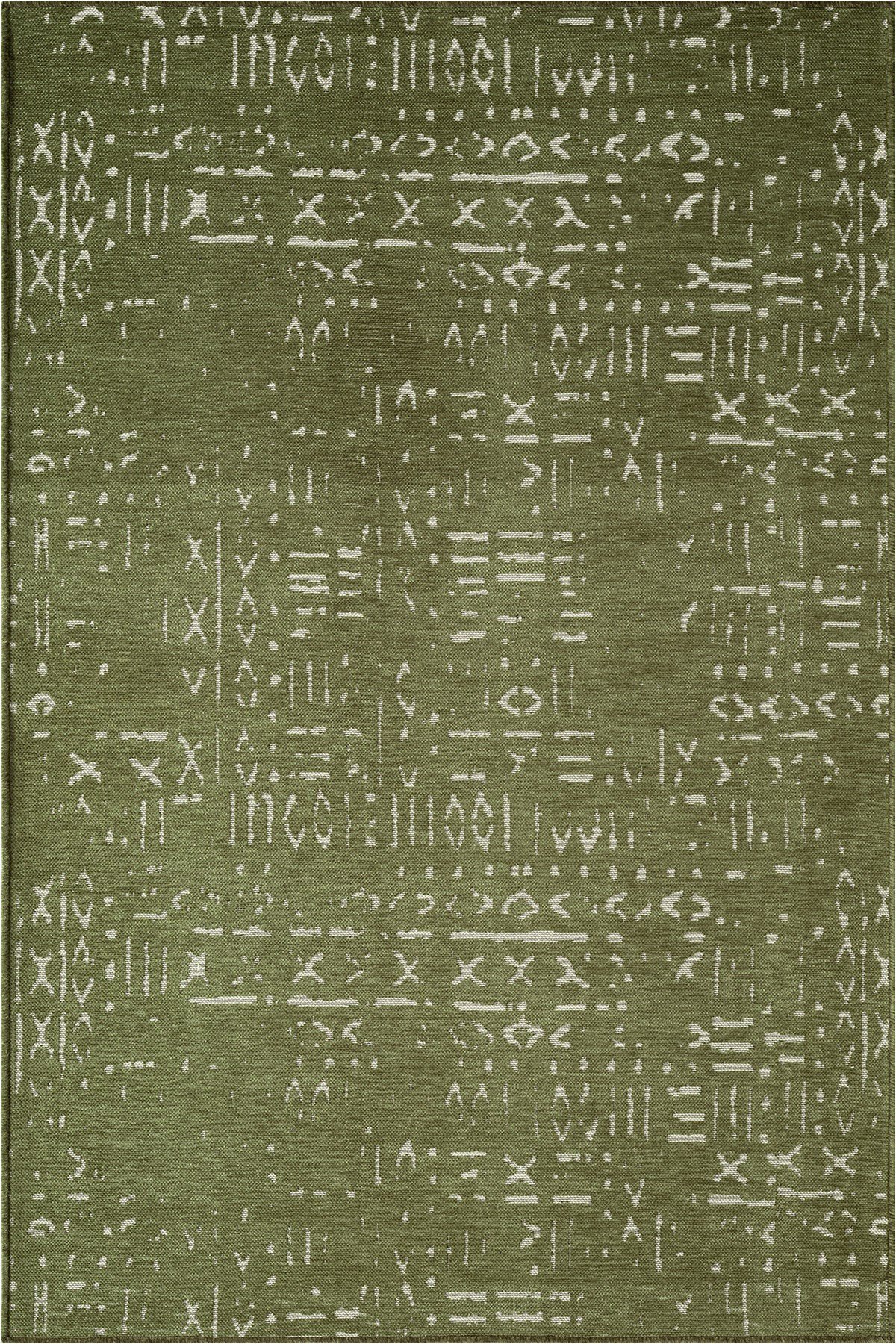 Mikasa MKS01Y Yeşil Dekoratif Şönil Kilim İskandinav Desen Yıkanabilir Yumuşak Kaymaz Taban Halı