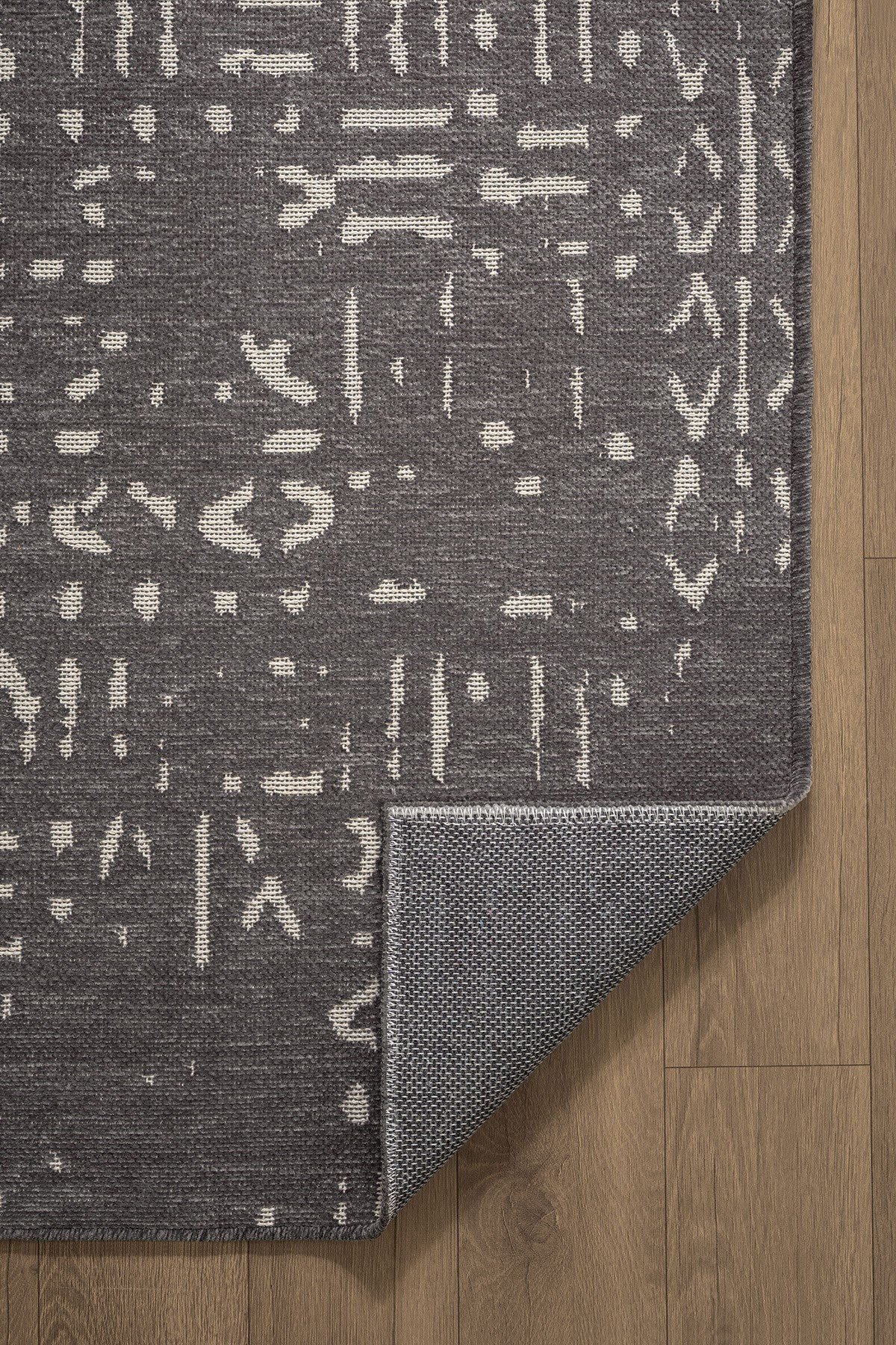 Mikasa MKS01Z Antrasit Dekoratif Şönil Kilim İskandinav Desen Yıkanabilir Yumuşak Kaymaz Taban Halı