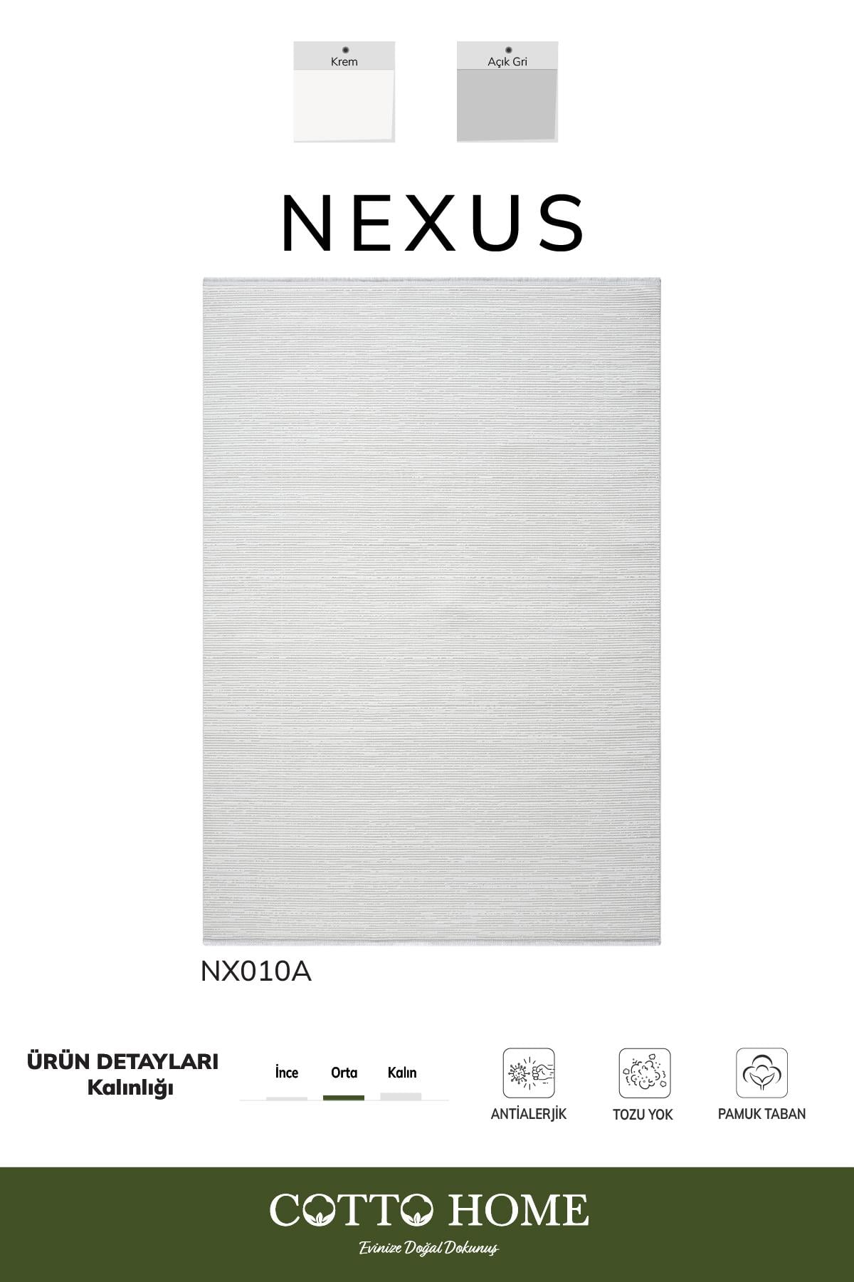 Nexus NX010A Beyaz Halı Modern Desen Antialerjik Pamuk Taban