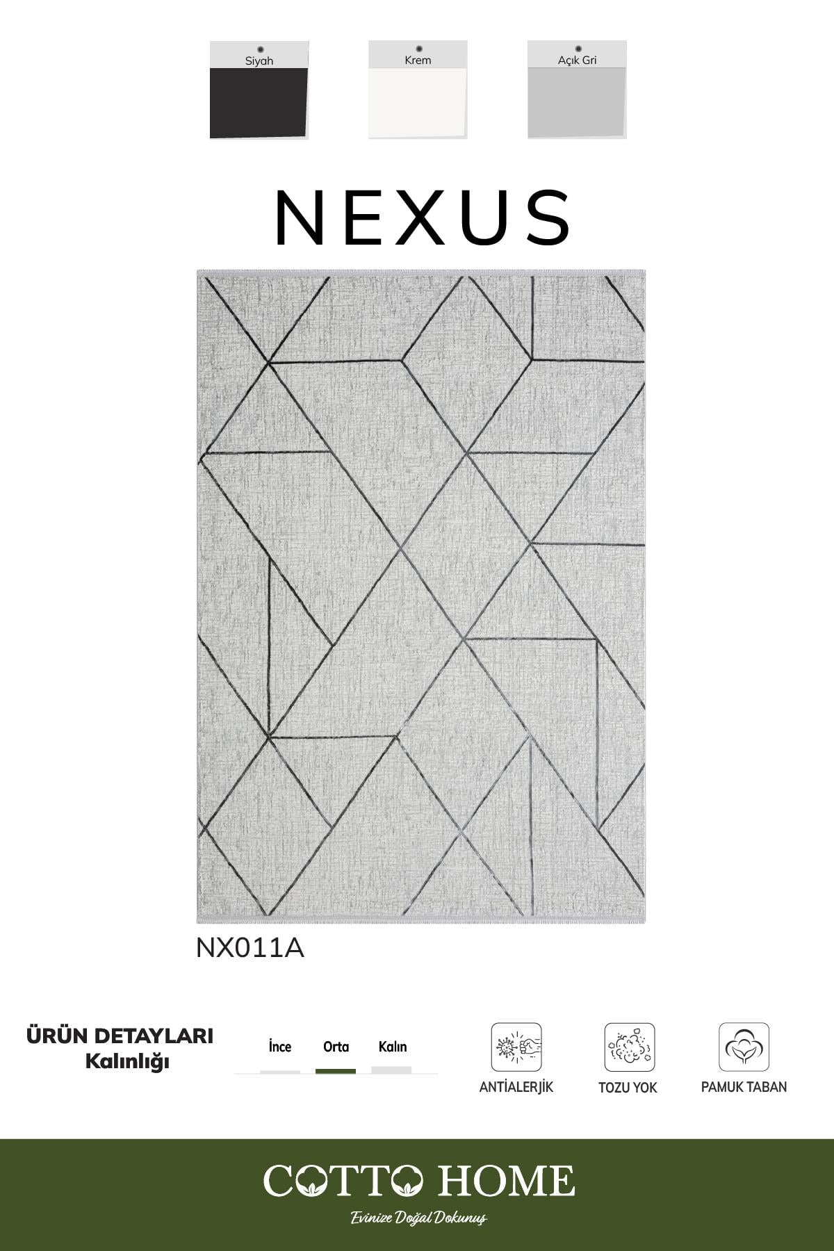Nexus NX011A Gri Halı Geometrik Desen Antialerjik Pamuk Taban