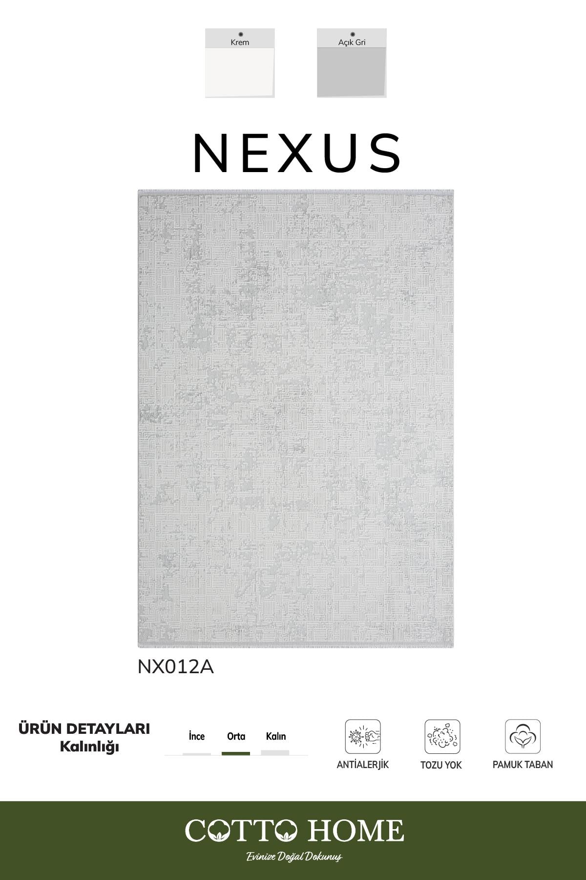 Nexus NX012A Gri Halı Modern Desen Antialerjik Pamuk Taban