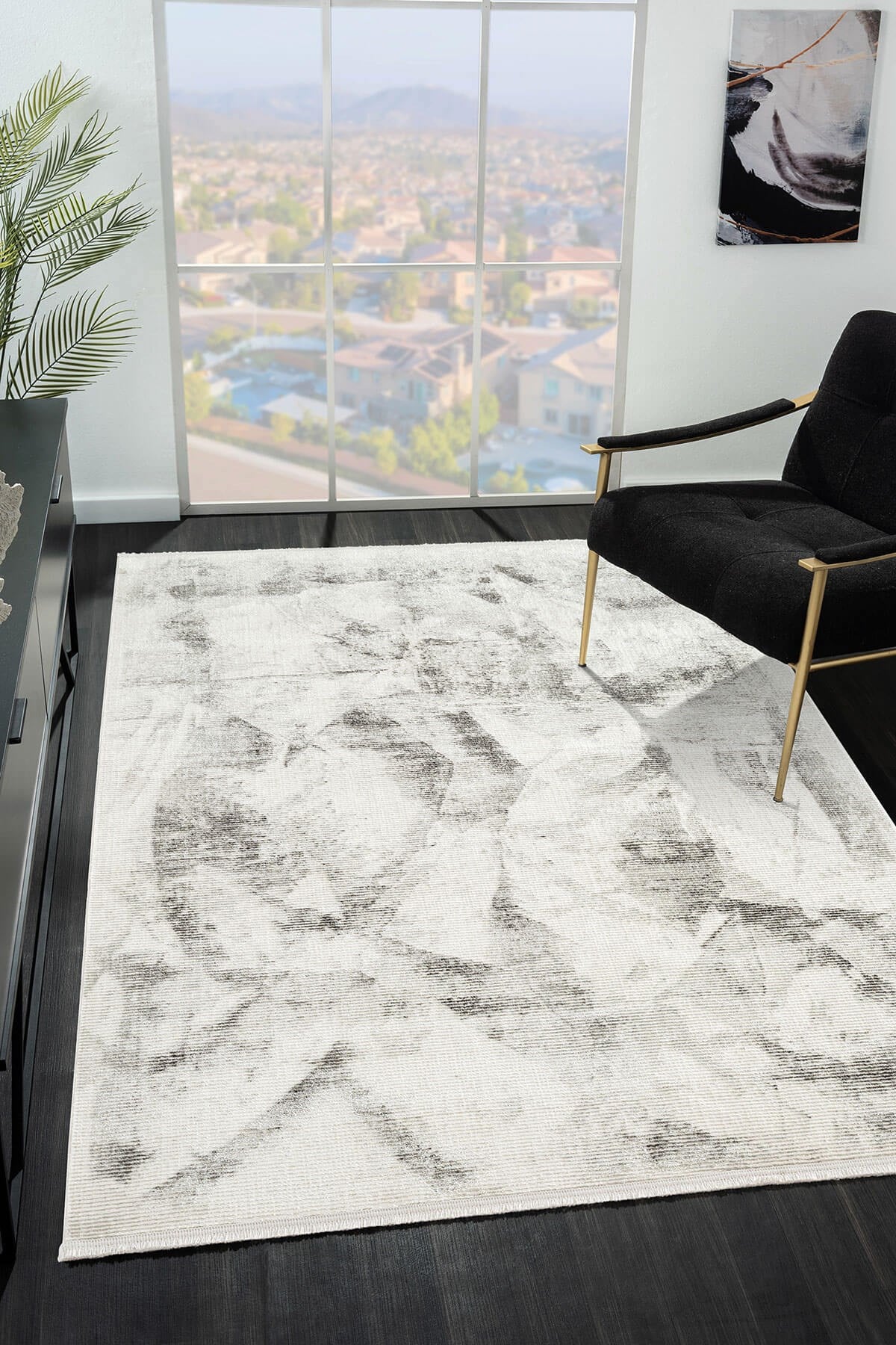 Nexus NX016G Gri Halı Modern Desen Pamuk Taban Salon Halısı Yatak Odası Mutfak Koridor