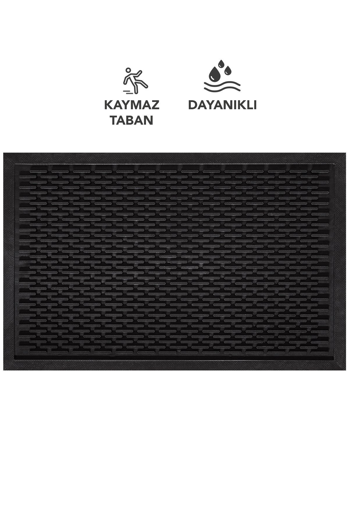 Ps021a Siyah Kaymaz Taban Nem Alıcı Toz Alıcı Kapı Önü Paspası Uv Dayanıklı 45x70 Cm