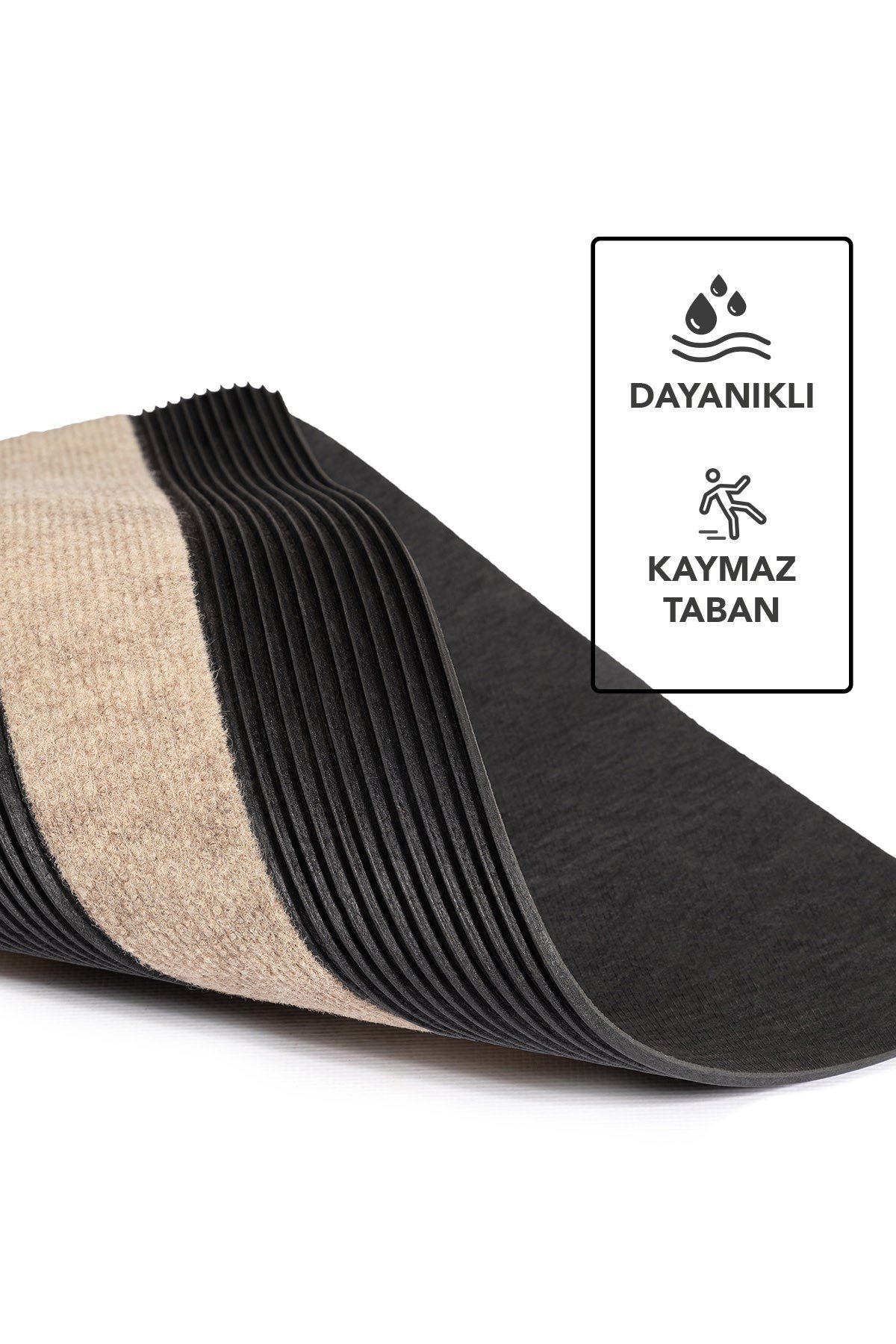Ps033a Bej Kaymaz Taban Nem Alıcı Toz Alıcı Kapı Önü Paspası Uv Dayanıklı 45x70 Cm