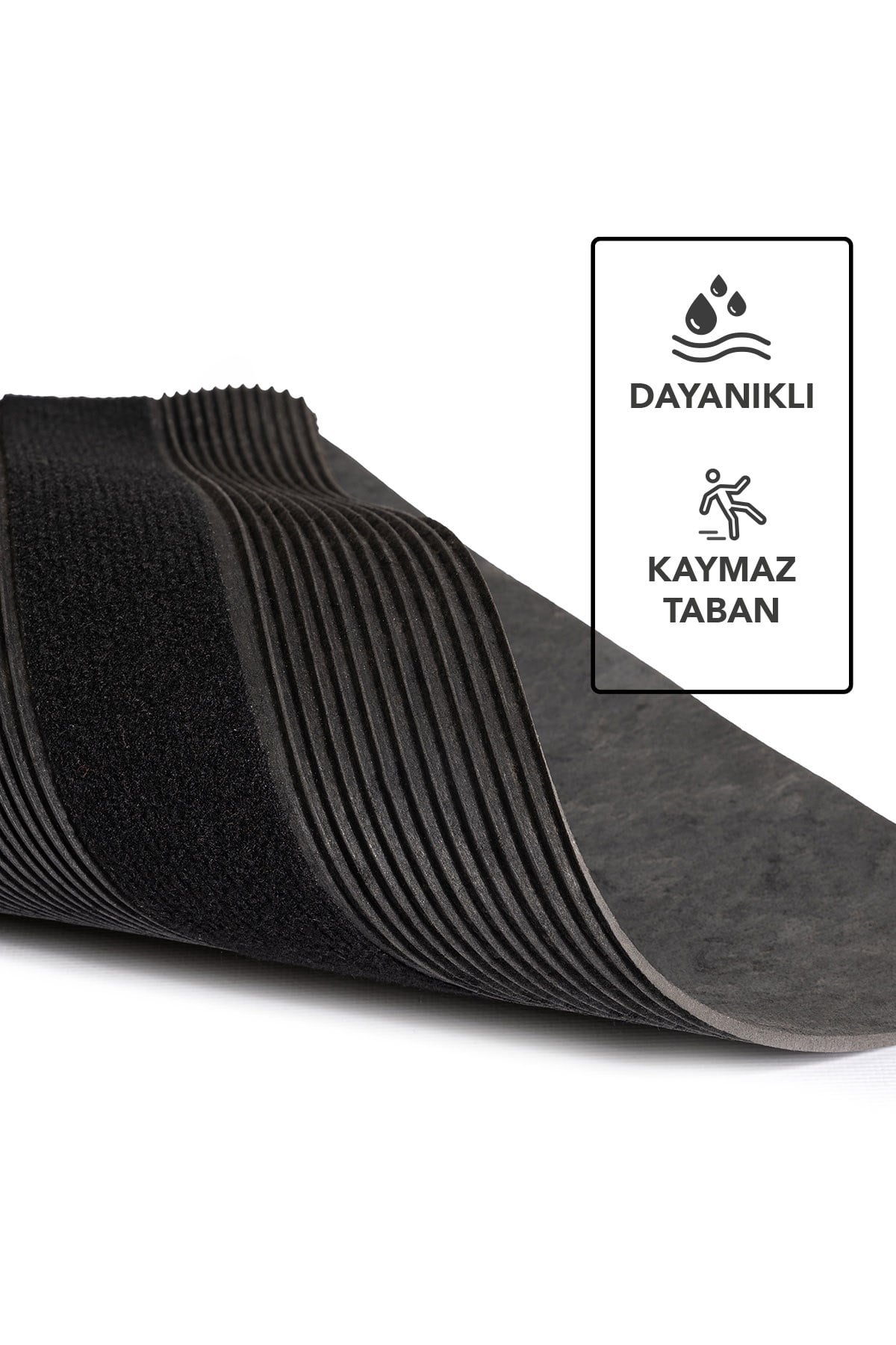 Ps034a Siyah Kaymaz Taban Nem Alıcı Toz Alıcı Kapı Önü Paspası Uv Dayanıklı 45x70 Cm