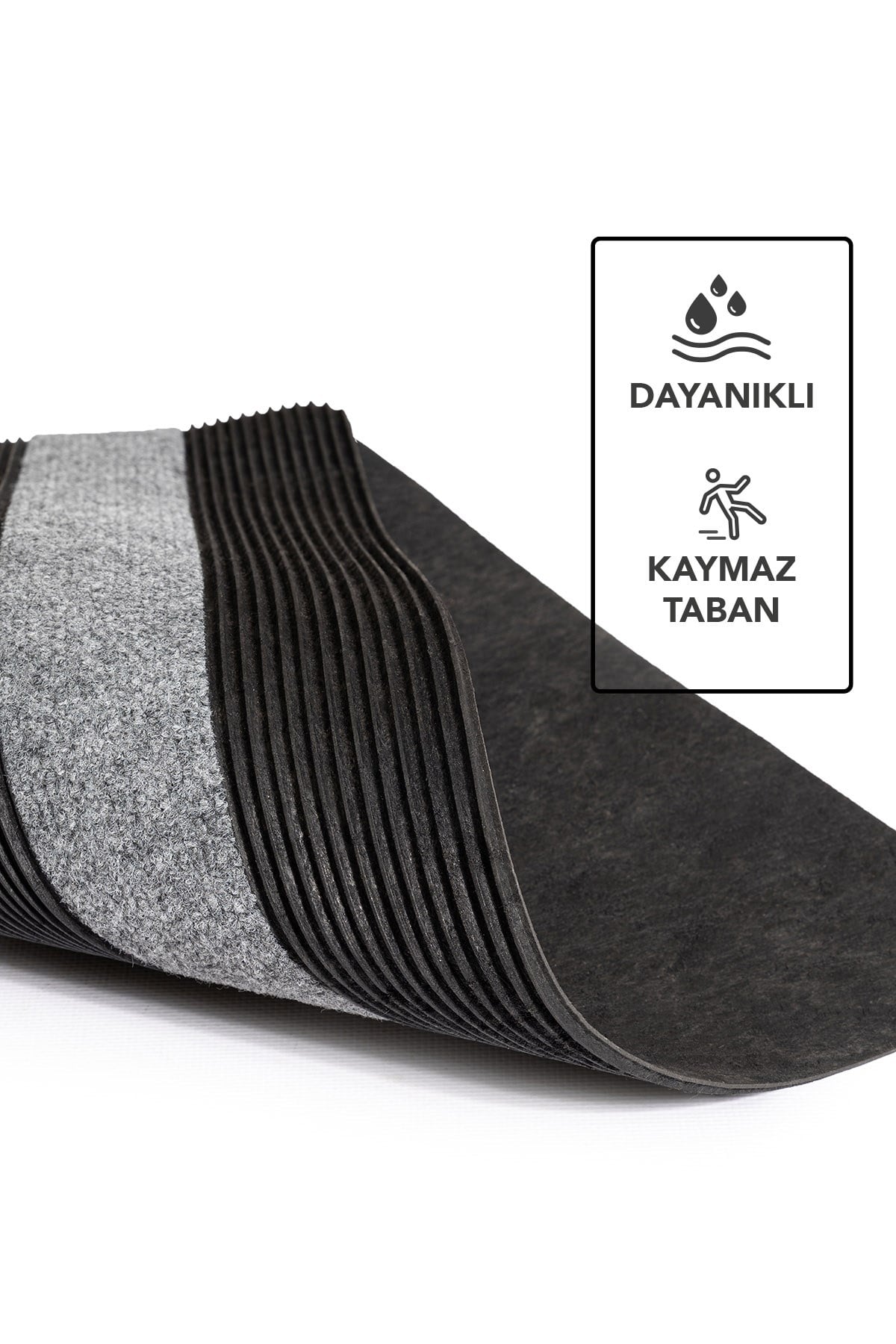 Ps035a Gri Kaymaz Taban Nem Alıcı Toz Alıcı Kapı Önü Paspası Uv Dayanıklı 45x70 Cm