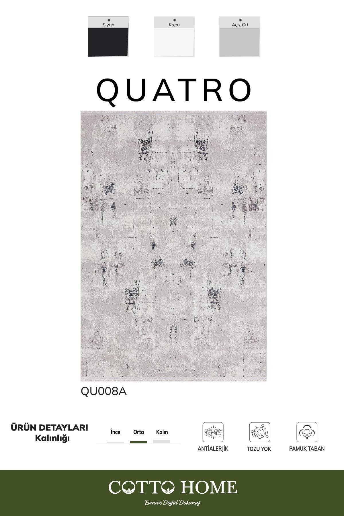 Quatro QU008A Gri Halı Modern Desen Antialerjik Pamuk Taban