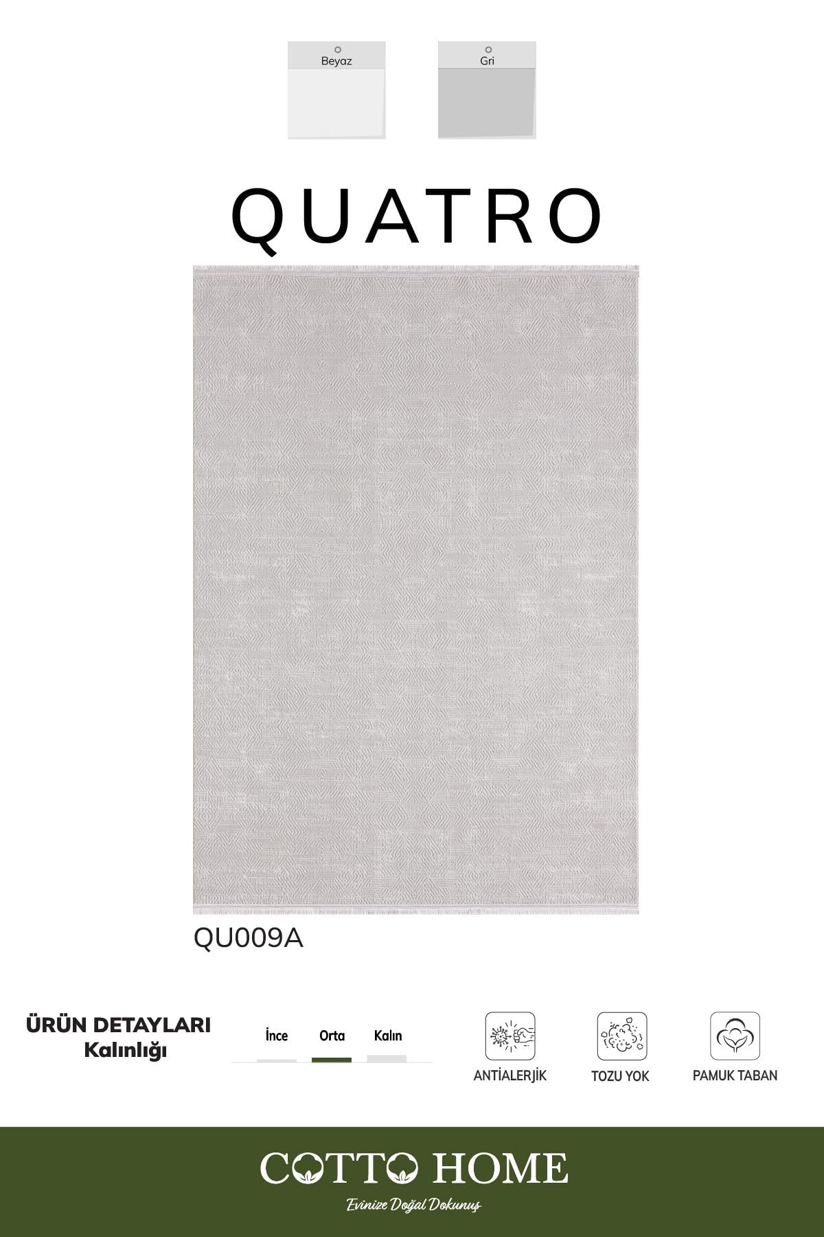 Quatro QU009A Gri Halı Modern Desen Antialerjik Pamuk Taban