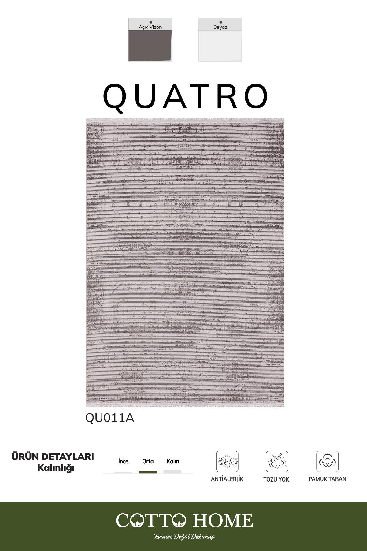 Quatro QU011A Gri Halı Modern Desen Antialerjik Pamuk Taban