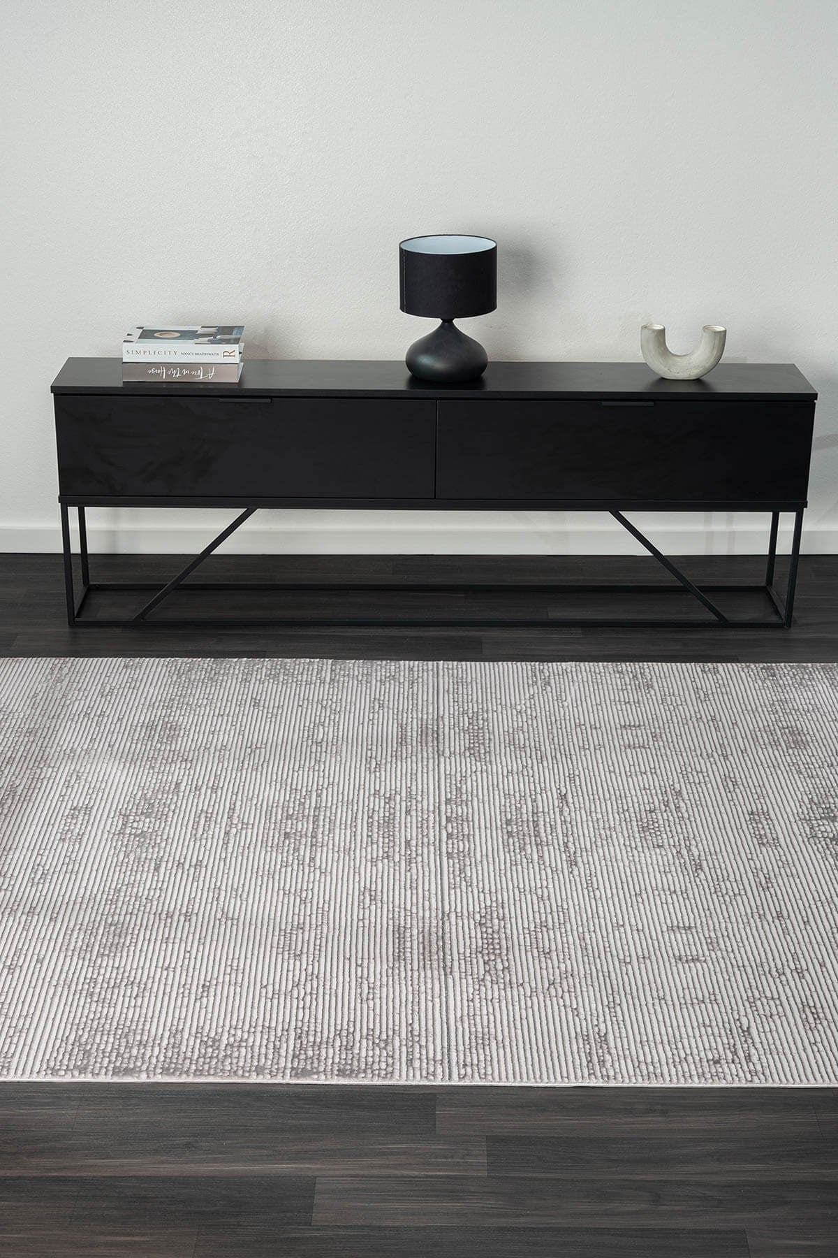 Quatro QU011A Gri Halı Modern Desen Pamuk Taban Salon Halısı Yatak Odası Mutafak Koridor