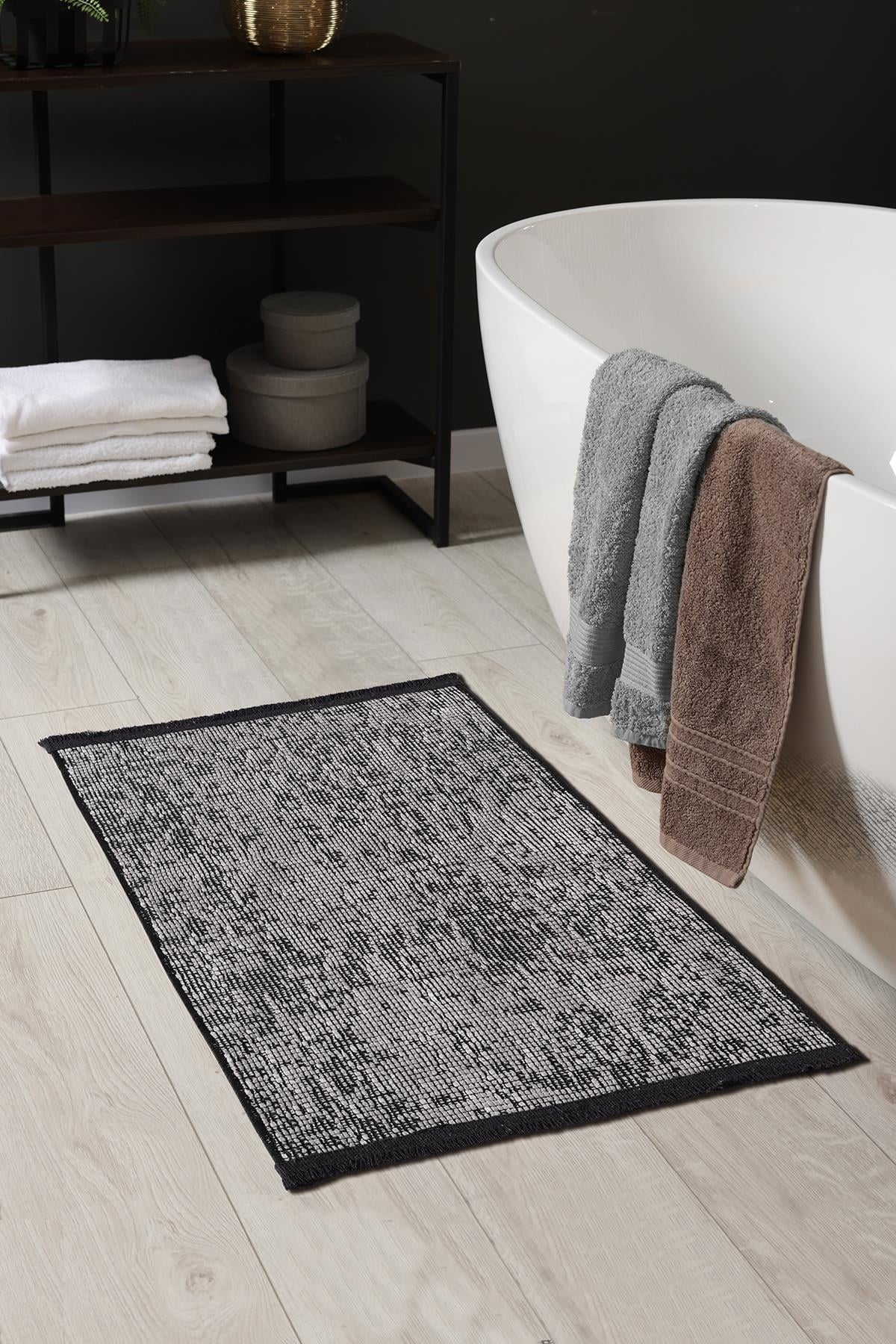 Rothi Pamuklu Kaymaz Taban Gri Banyo Paspası 60x100