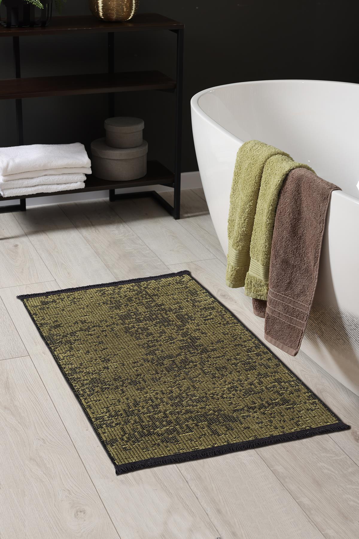 Rothi Pamuklu Kaymaz Taban Yeşil Banyo Paspası 60x100