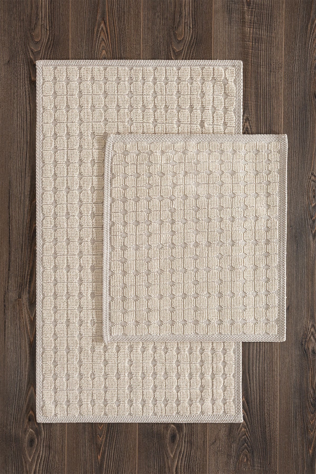 Sakura Sk009a Doğal Pamuk 2'li Banyo Paspas Seti 60x100 60x50cm Kaymaz Taban Makinada Yıkanabilir
