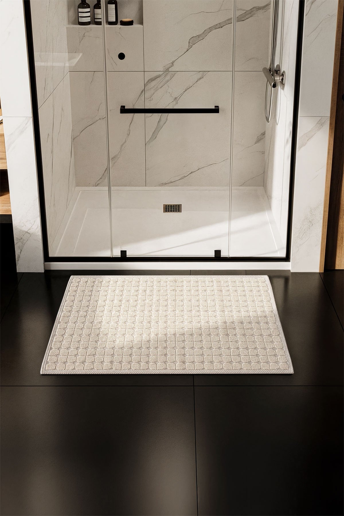 Sakura Sk009a Doğal Pamuk 2'li Banyo Paspas Seti 60x100 60x50cm Kaymaz Taban Makinada Yıkanabilir