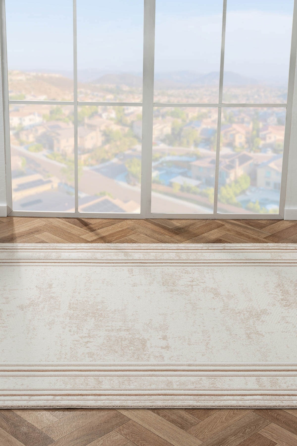 Scala SC002B Bej Halı Modern Desenli Tozu Az Akrilik Salon Halısı