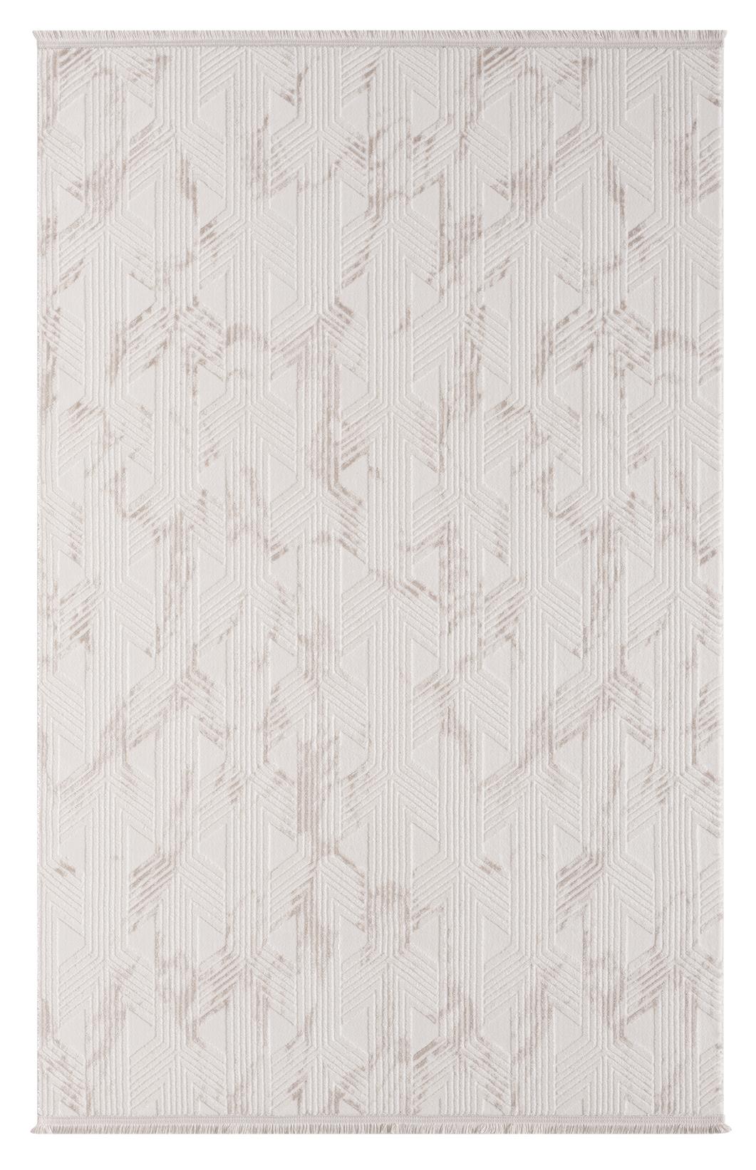 Scala SC012A Beyaz Halı Modern Desenli Tozu Az Akrilik Pamuk Taban