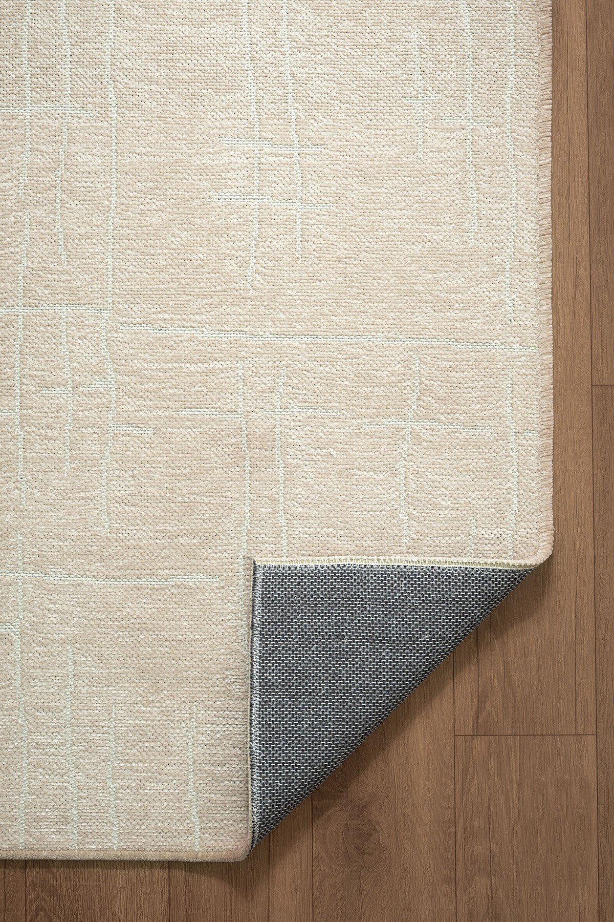 Seria SRA01B Bej Dekoratif Şönil Kilim İskandinav Desen Yıkanabilir Yumuşak Kaymaz Taban Halı Yolluk