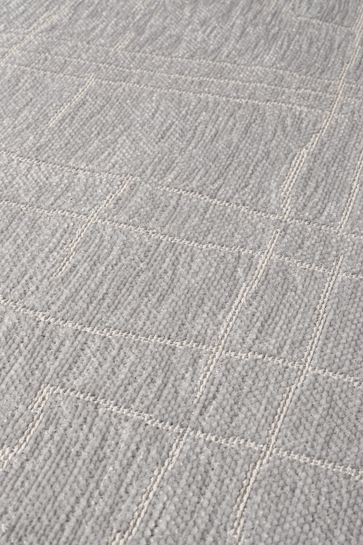 Seria SRA01G Gri Dekoratif Şönil Kilim Çizgili Desen Yıkanabilir Yumuşak Kaymaz Taban Halı Yolluk