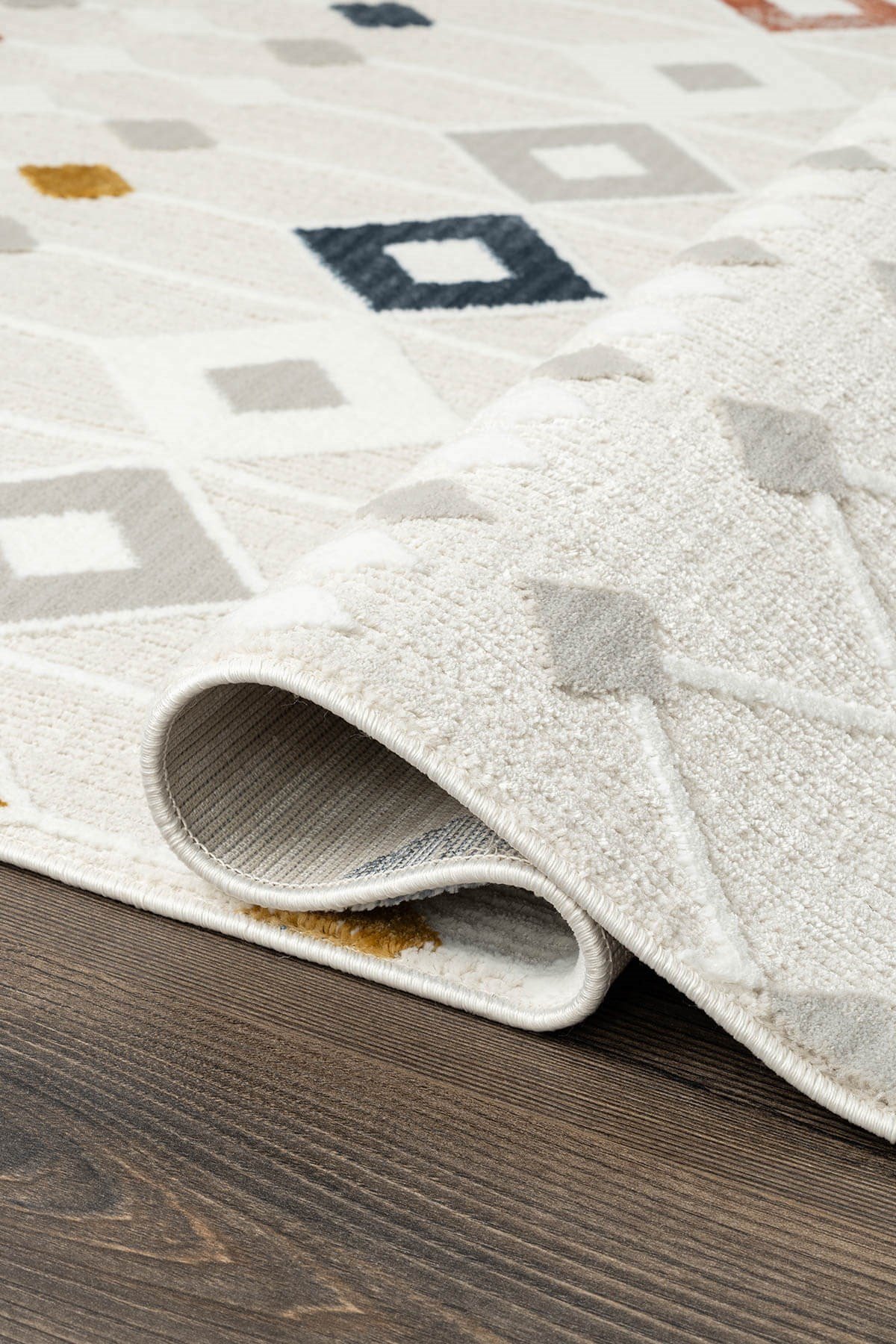 Tablo TL001A Krem Halı Modern Desen Pamuk Taban Yıkanabilir Salon Halısı Yatak Odası