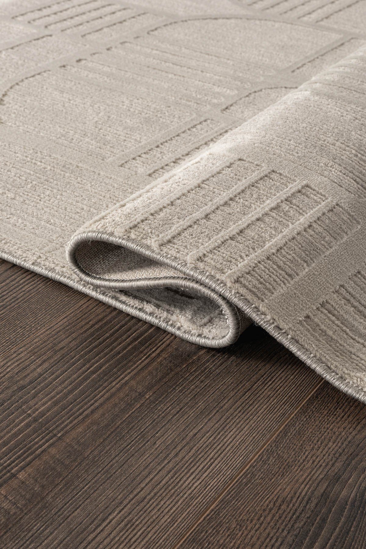Tablo TL009A Gri Halı Geometrik Desen Pamuk Taban Yıkanabilir Salon Halısı Yatak Odası