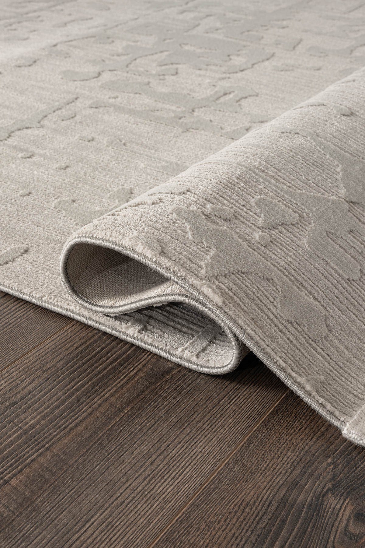 Tablo TL010A Gri Halı Geometrik Desen Pamuk Taban Yıkanabilir Salon Halısı Yatak Odası