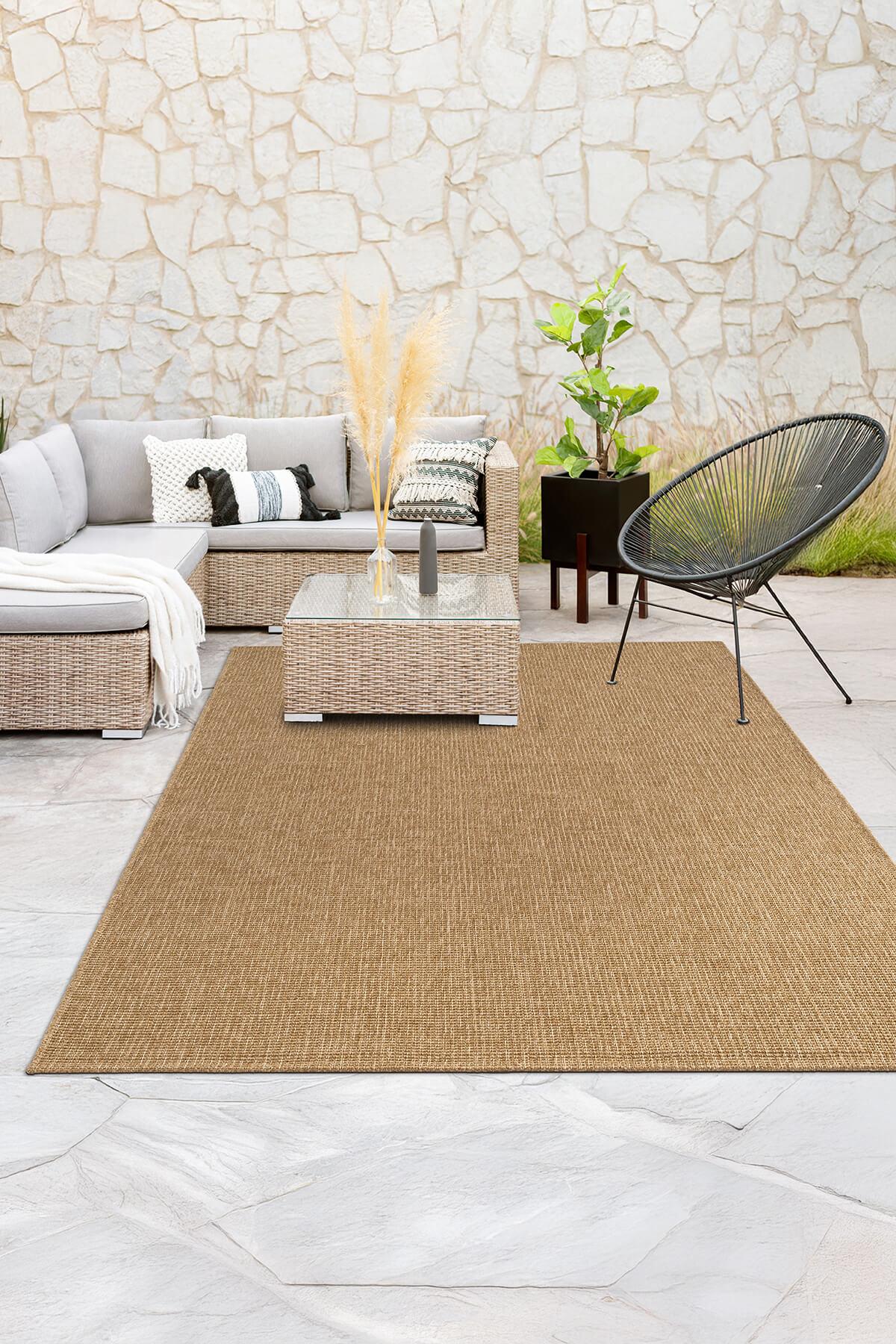 Tiora TI001A Bej Jüt Halı Naturel Sisal Örme Hasır Modern Yıkanabilir