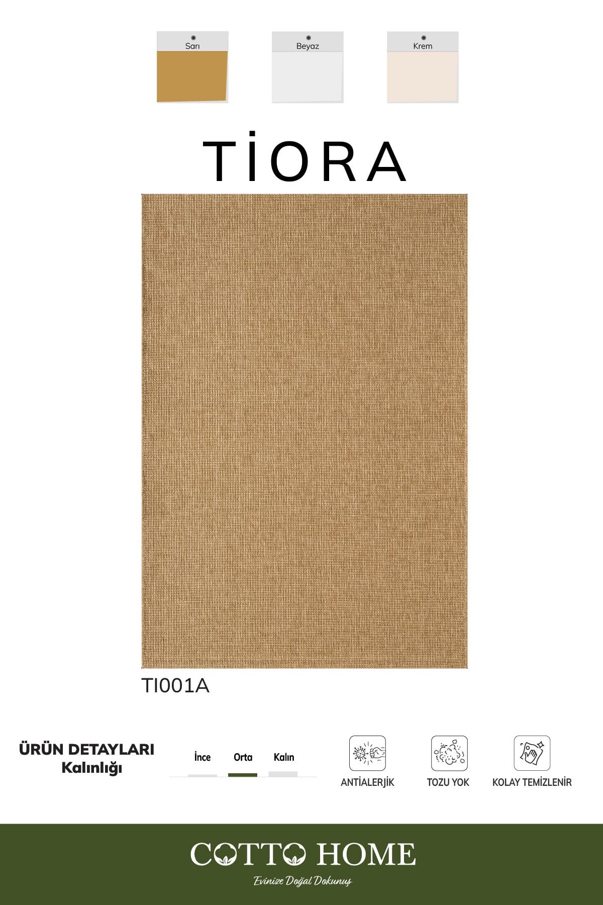 Tiora TI001A Bej Jüt Halı Naturel Sisal Örme Hasır Modern Yıkanabilir