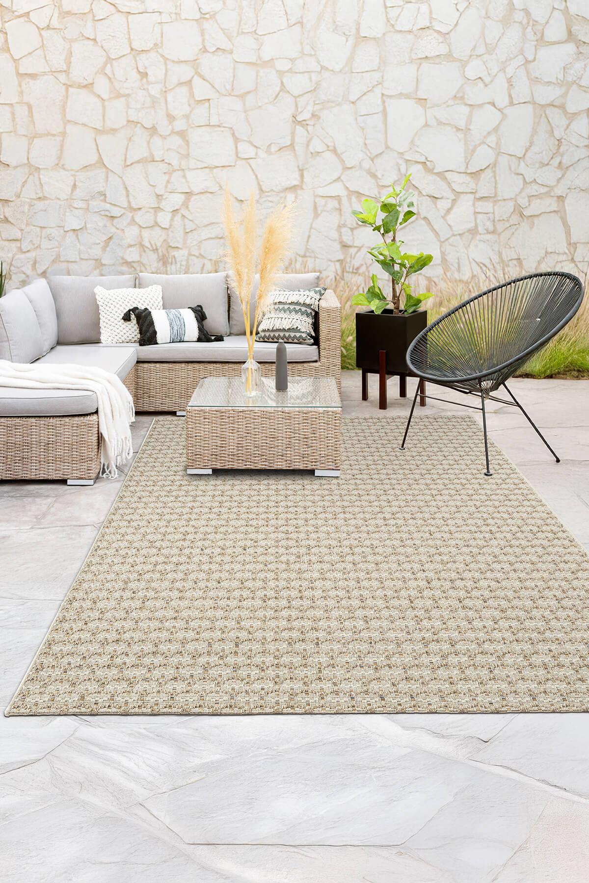 Tiora TI006A Krem Jüt Halı Naturel Sisal Örme Hasır Modern Yıkanabilir