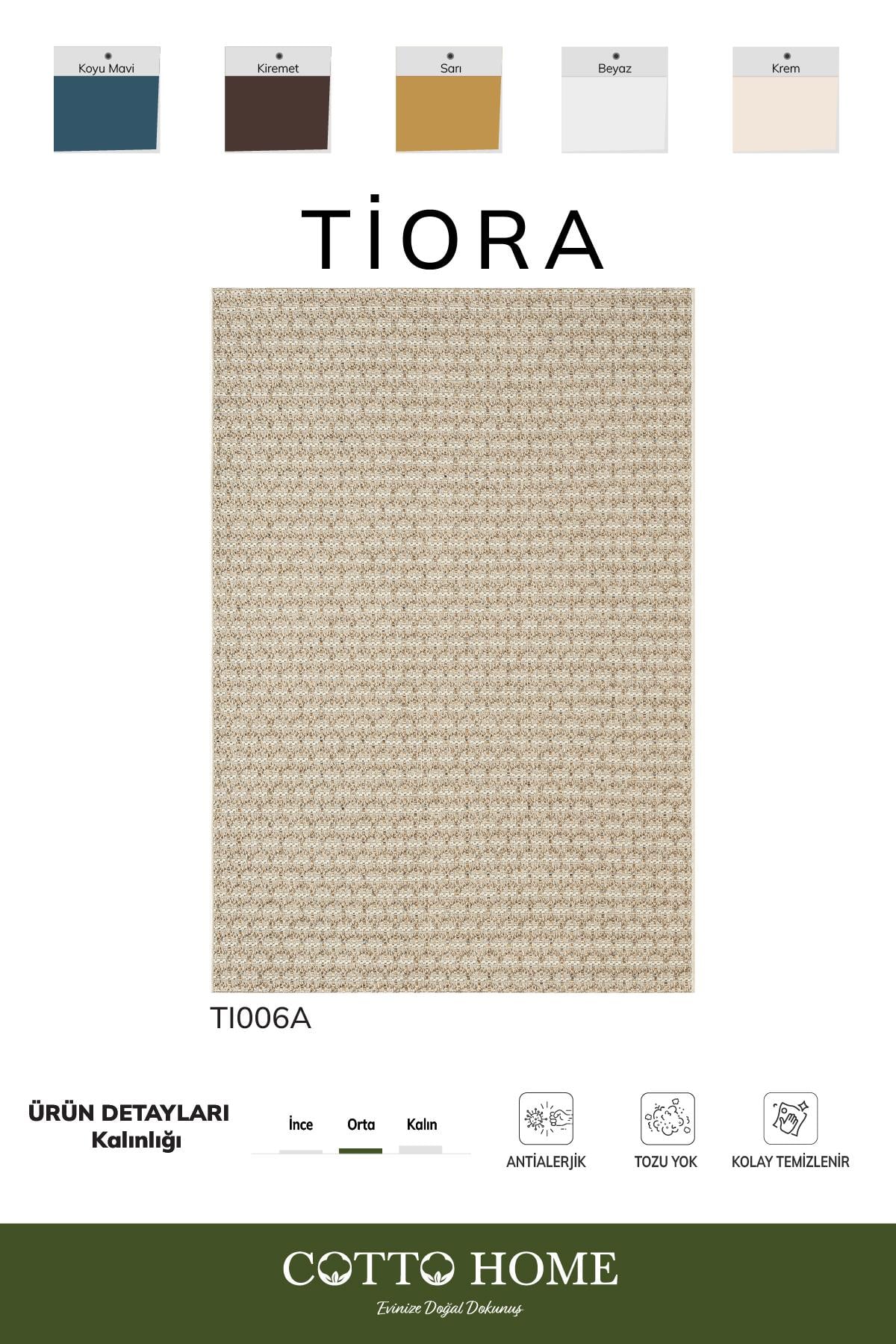 Tiora TI006A Krem Jüt Halı Naturel Sisal Örme Hasır Modern Yıkanabilir