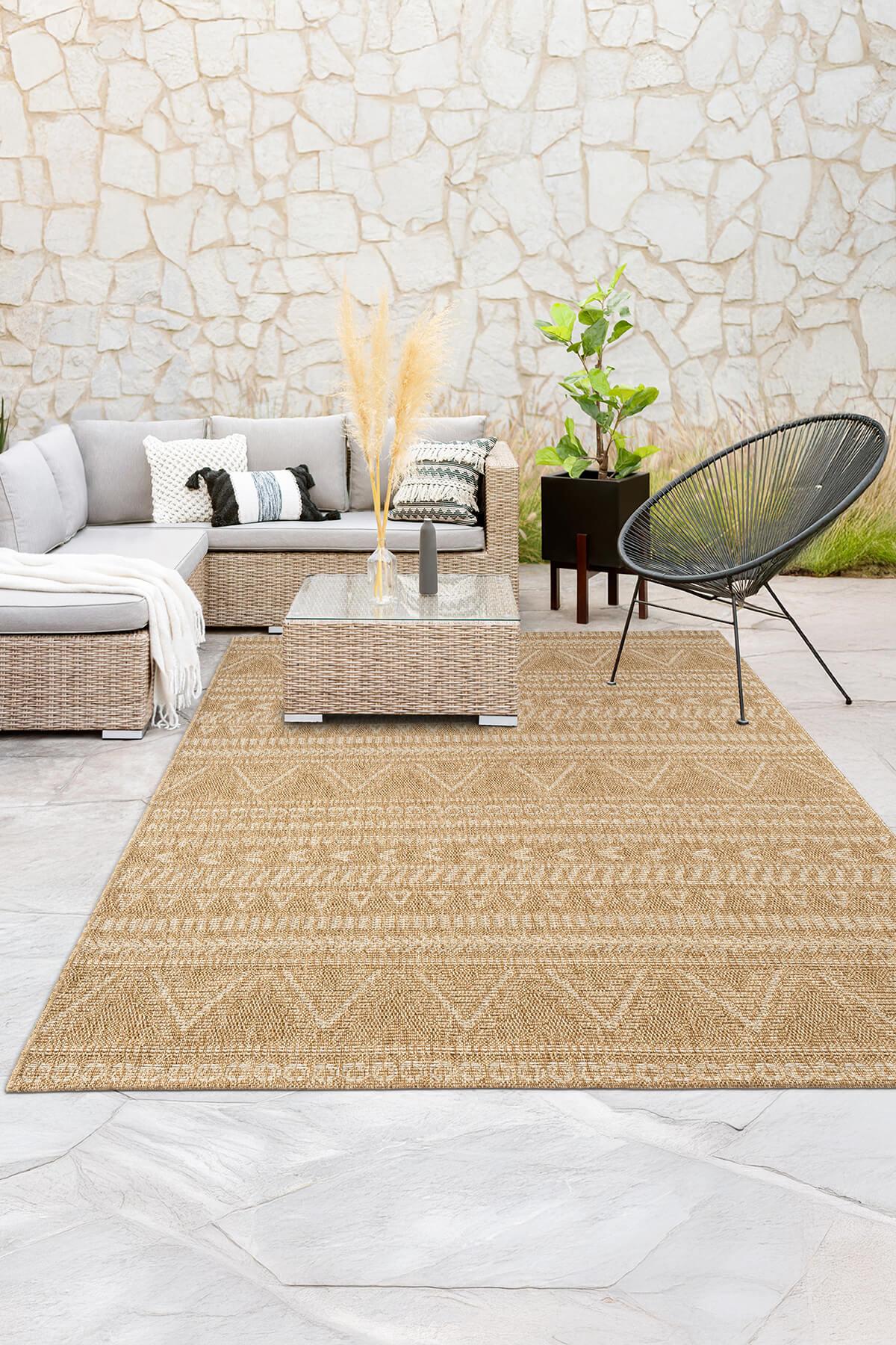 Tiora TI007A Bej Jüt Halı Naturel Sisal Örme Hasır Modern Yıkanabilir