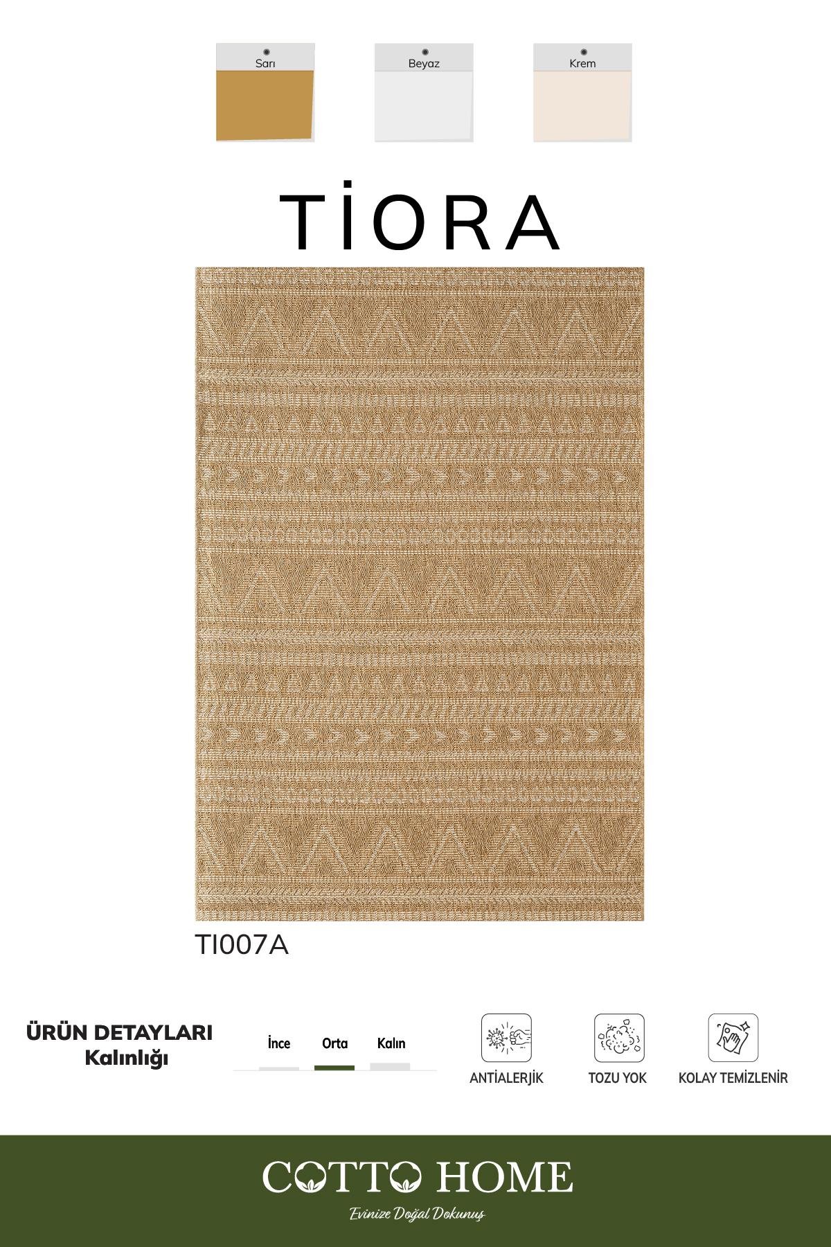 Tiora TI007A Bej Jüt Halı Naturel Sisal Örme Hasır Modern Yıkanabilir