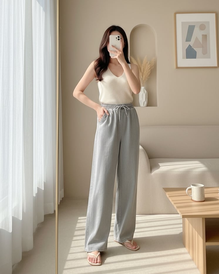 Beli Lastikli Cepli Bol Paça Kot Pantolon