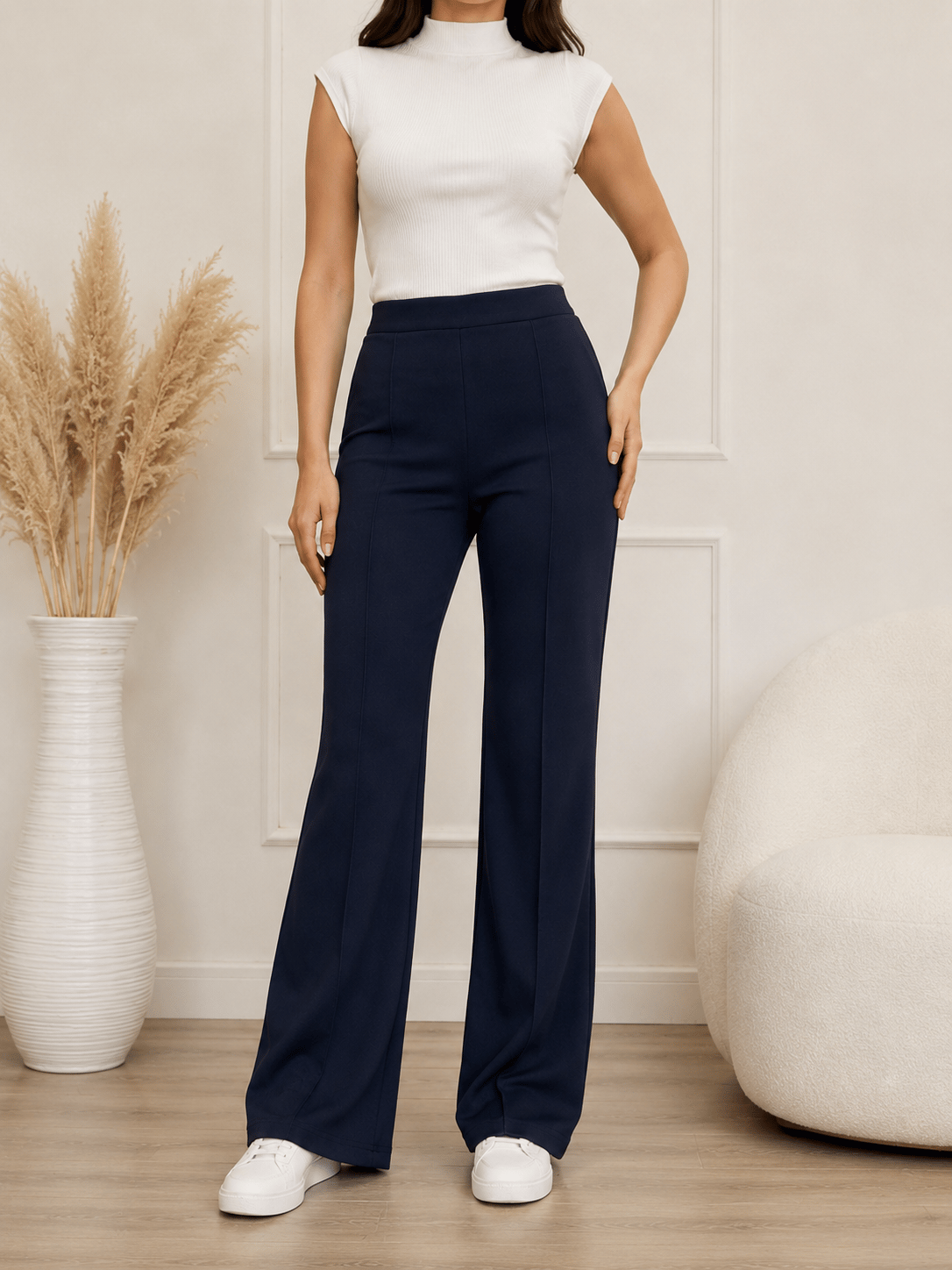 Beli Lastikli İspanyol Paça Pantolon