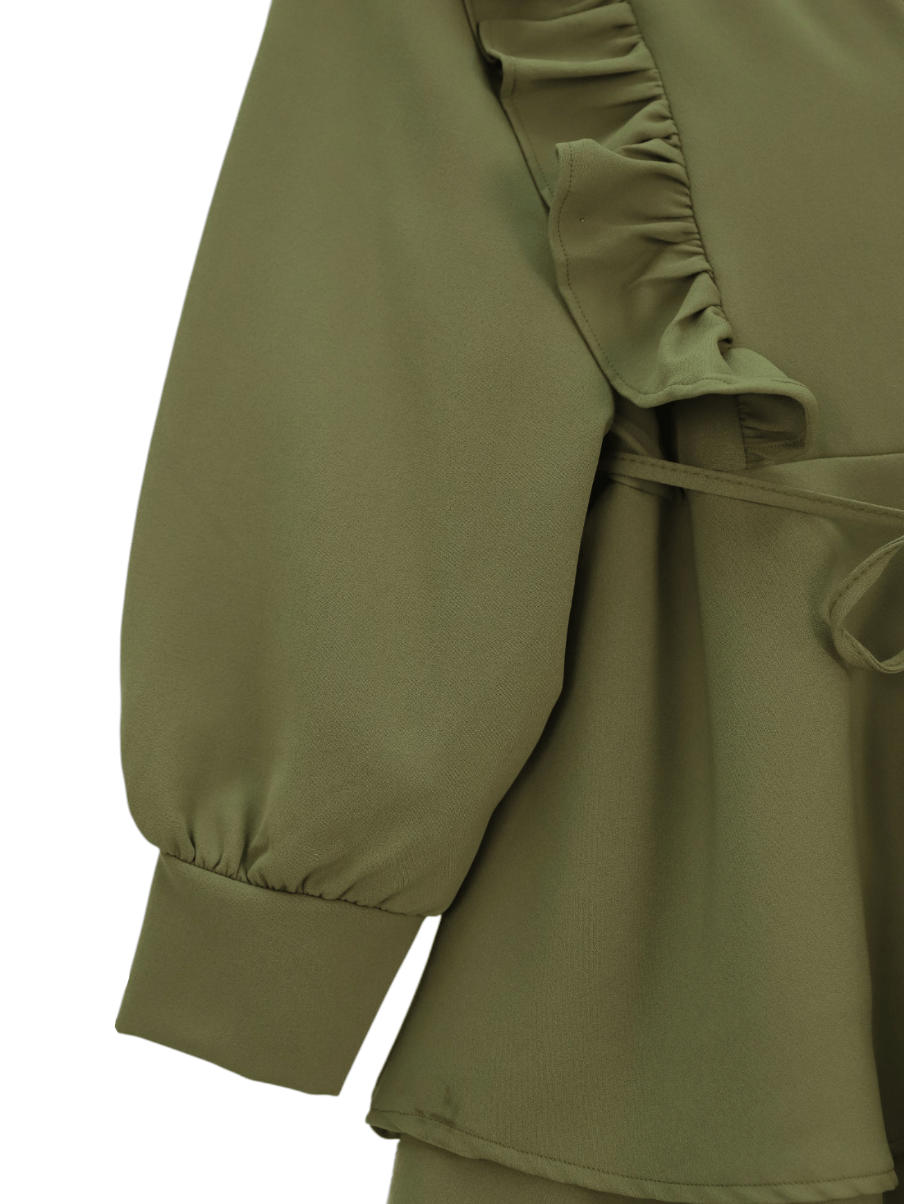 Önü Fırfırlı Bağcıklı Eteği Katlı Pantolonlu Kimono Takım