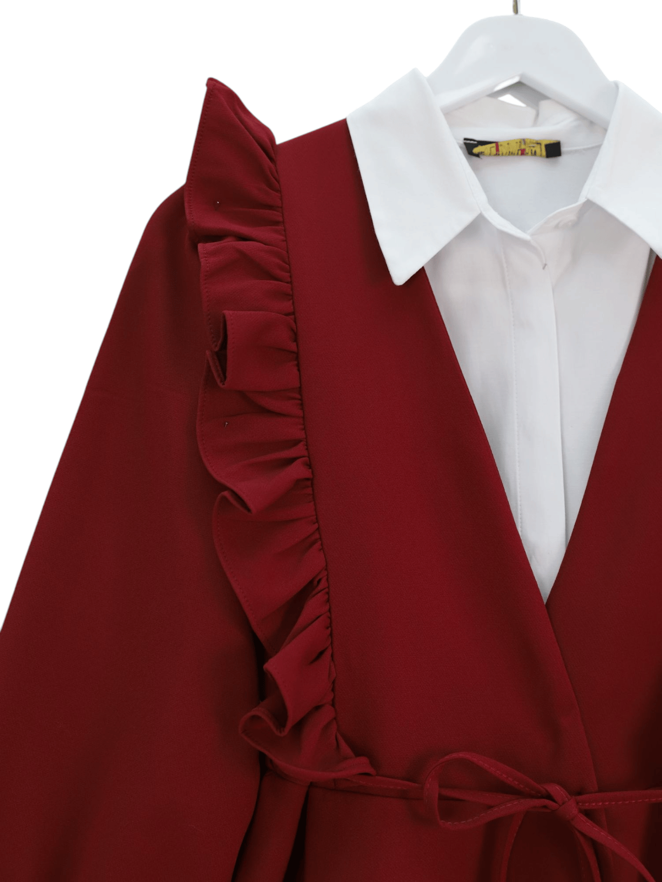 Önü Fırfırlı Bağcıklı Eteği Katlı Pantolonlu Kimono Takım