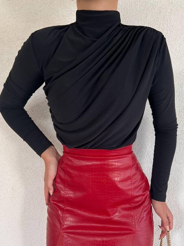 Yarım Boğaz Büzgülü Sandy Bluz