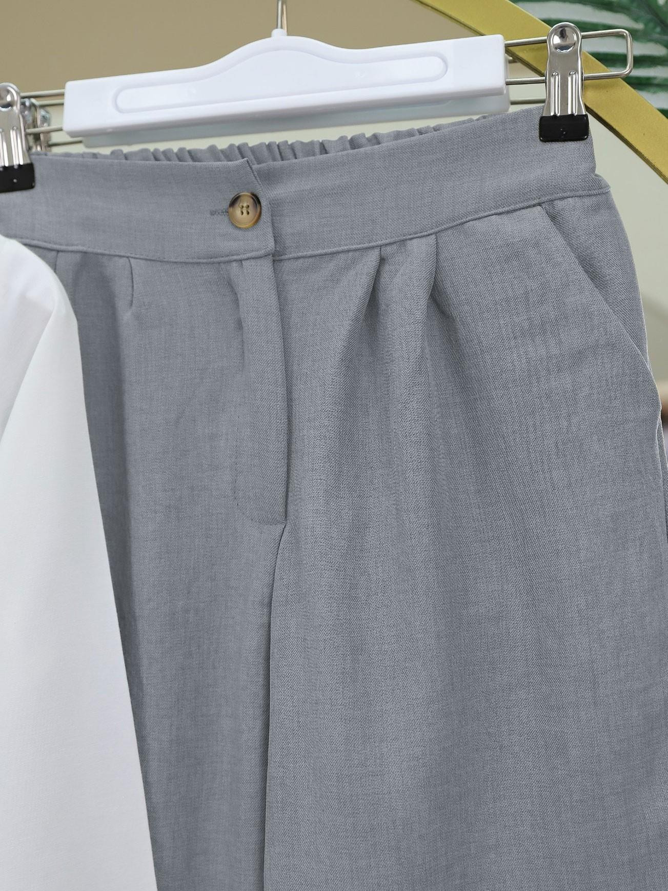 Yeleği Bağcıklı Bol Paça Pantolonlu İkili Keten Takım