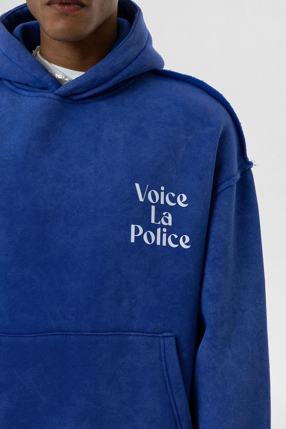 Arka Baskılı Oversize Kapüşonlu Sweatshirt Saks