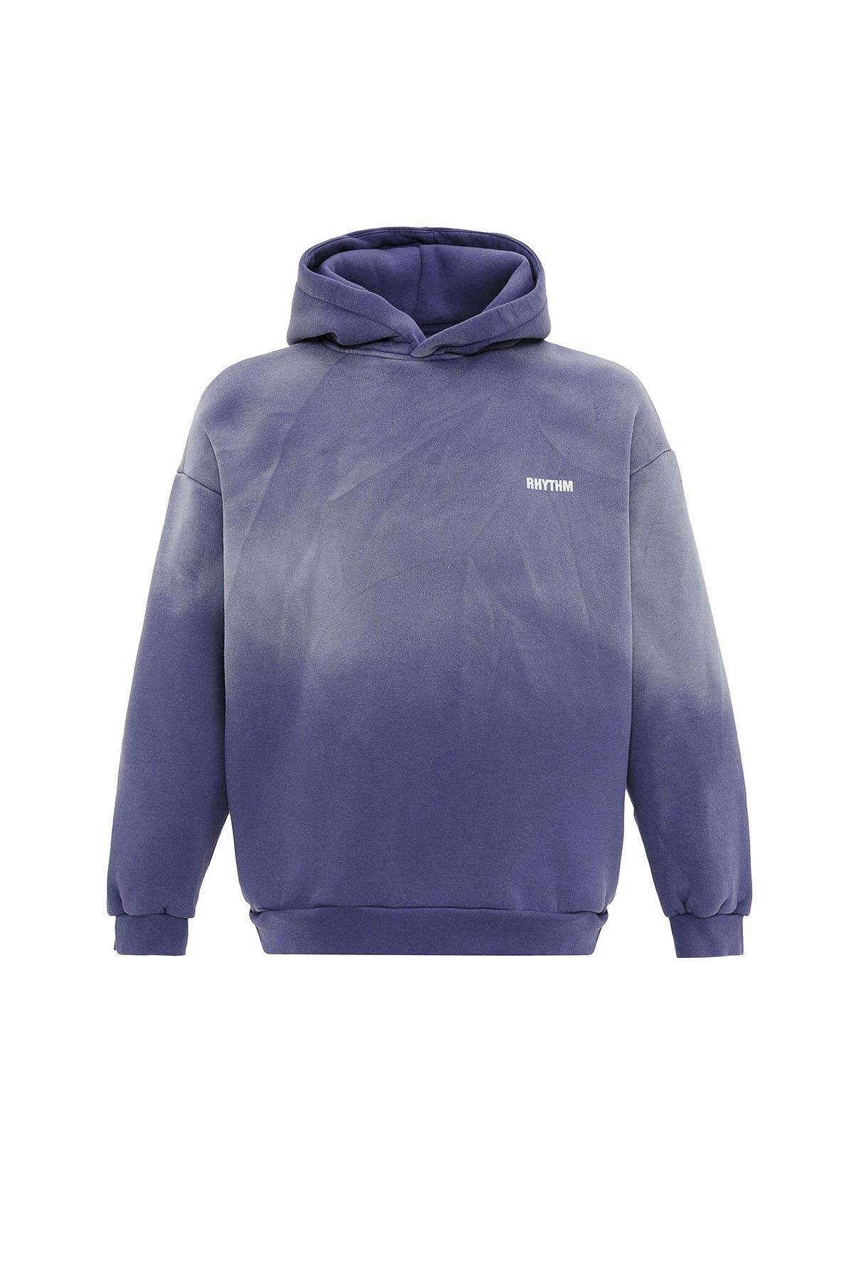 Arka Baskılı Oversize Kapüşonlu Sweatshirt Mor