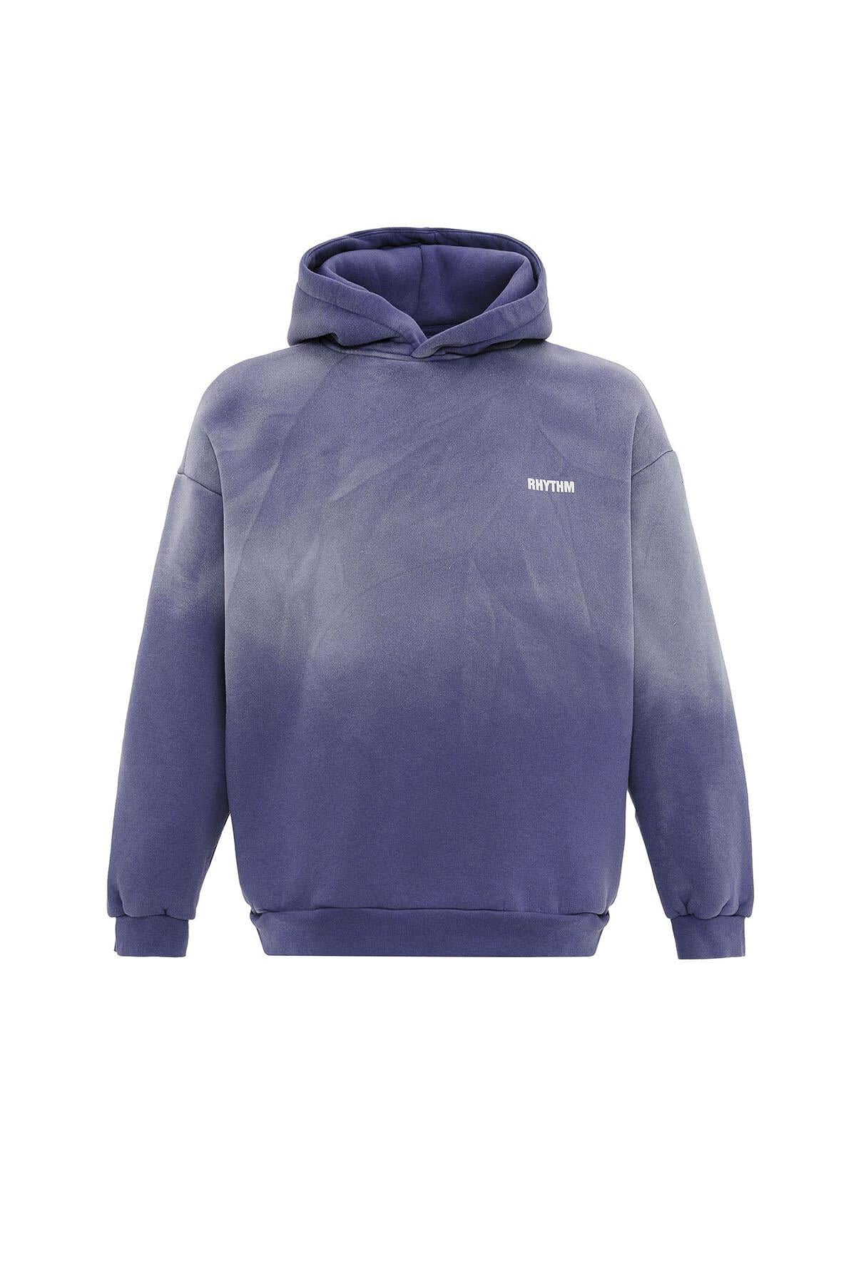 Arka Baskılı Oversize Kapüşonlu Sweatshirt Mor