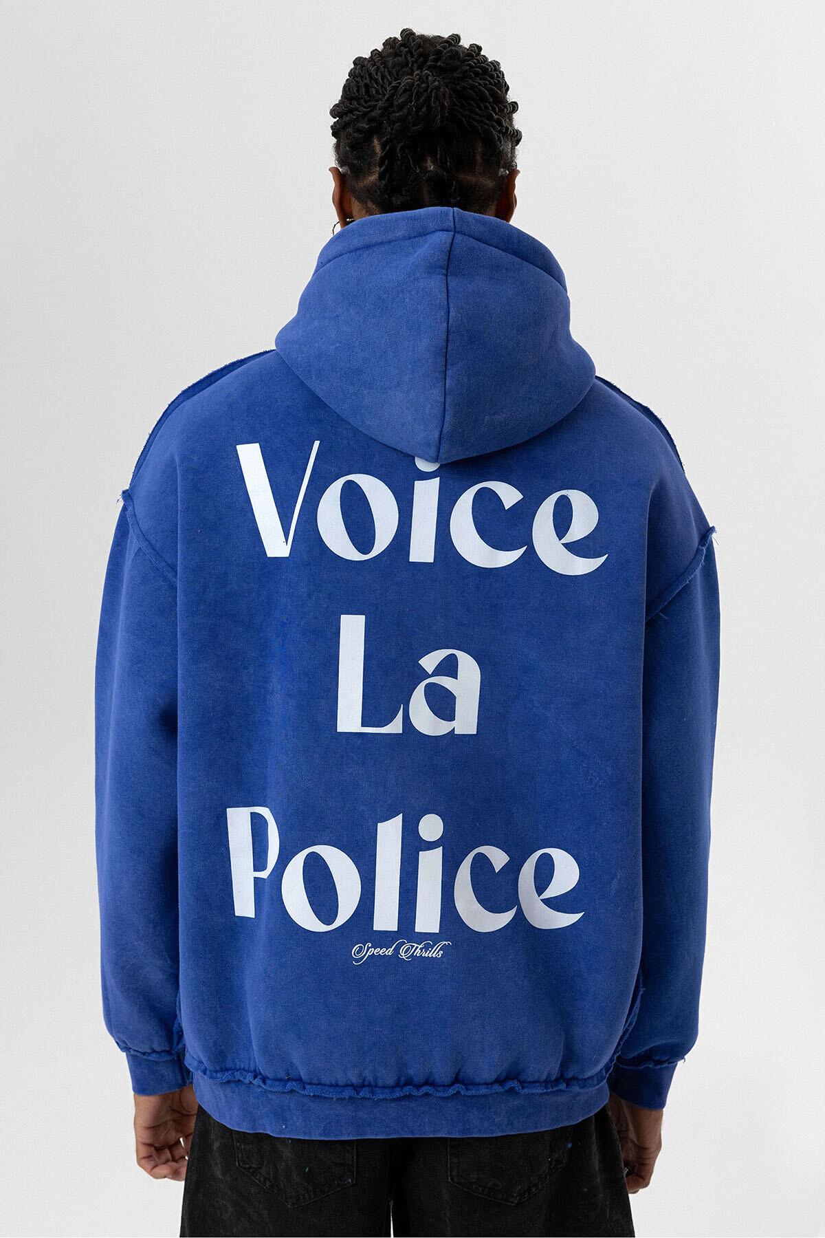 Arka Baskılı Oversize Kapüşonlu Sweatshirt Saks