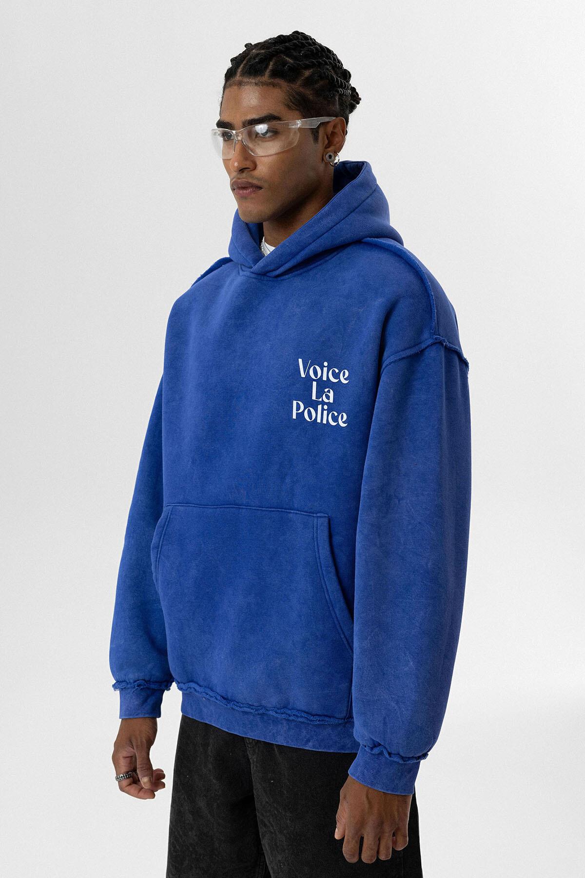 Arka Baskılı Oversize Kapüşonlu Sweatshirt Saks