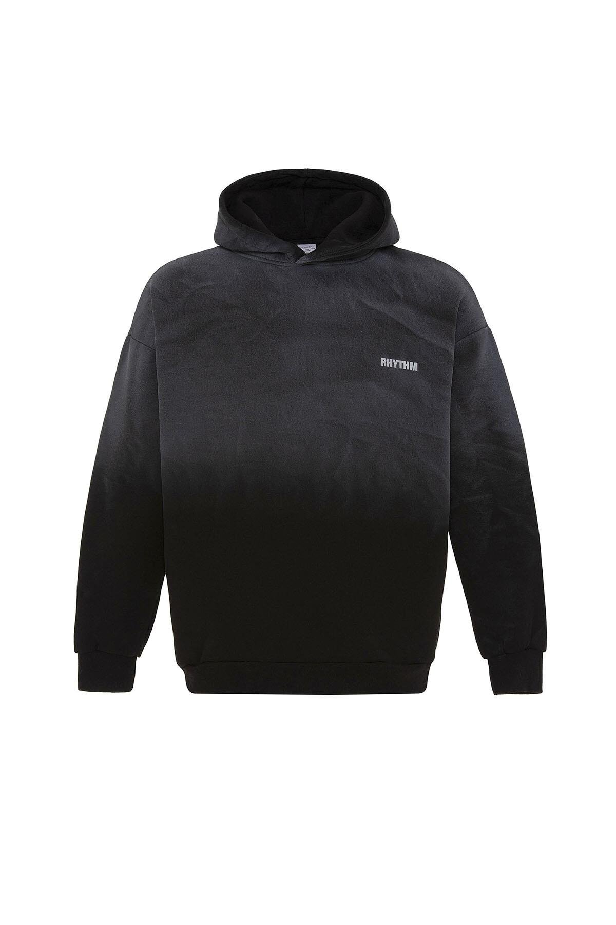 Arka Baskılı Oversize Kapüşonlu Sweatshirt Siyah