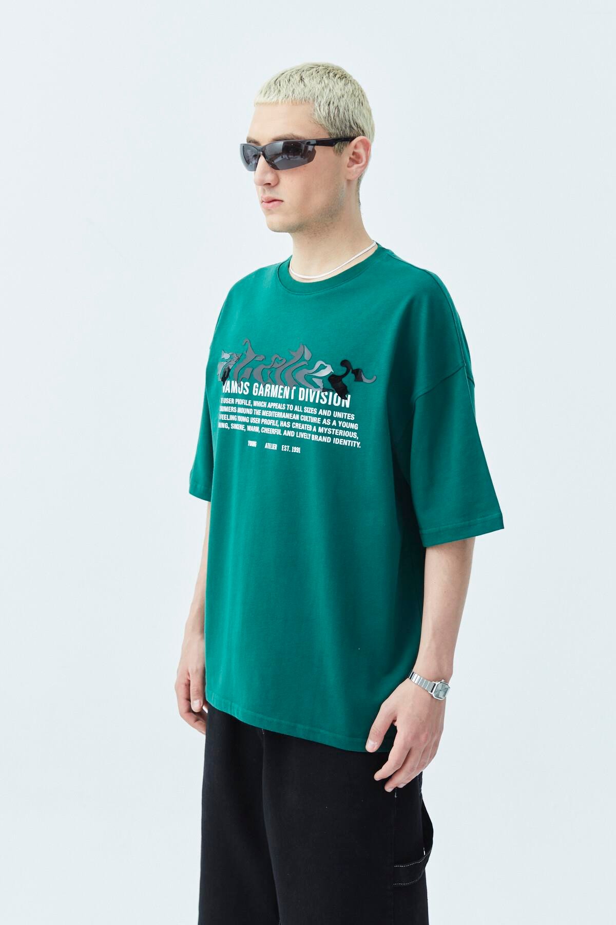 Atelier Kabartma Baskılı Oversize Tişört Nefti